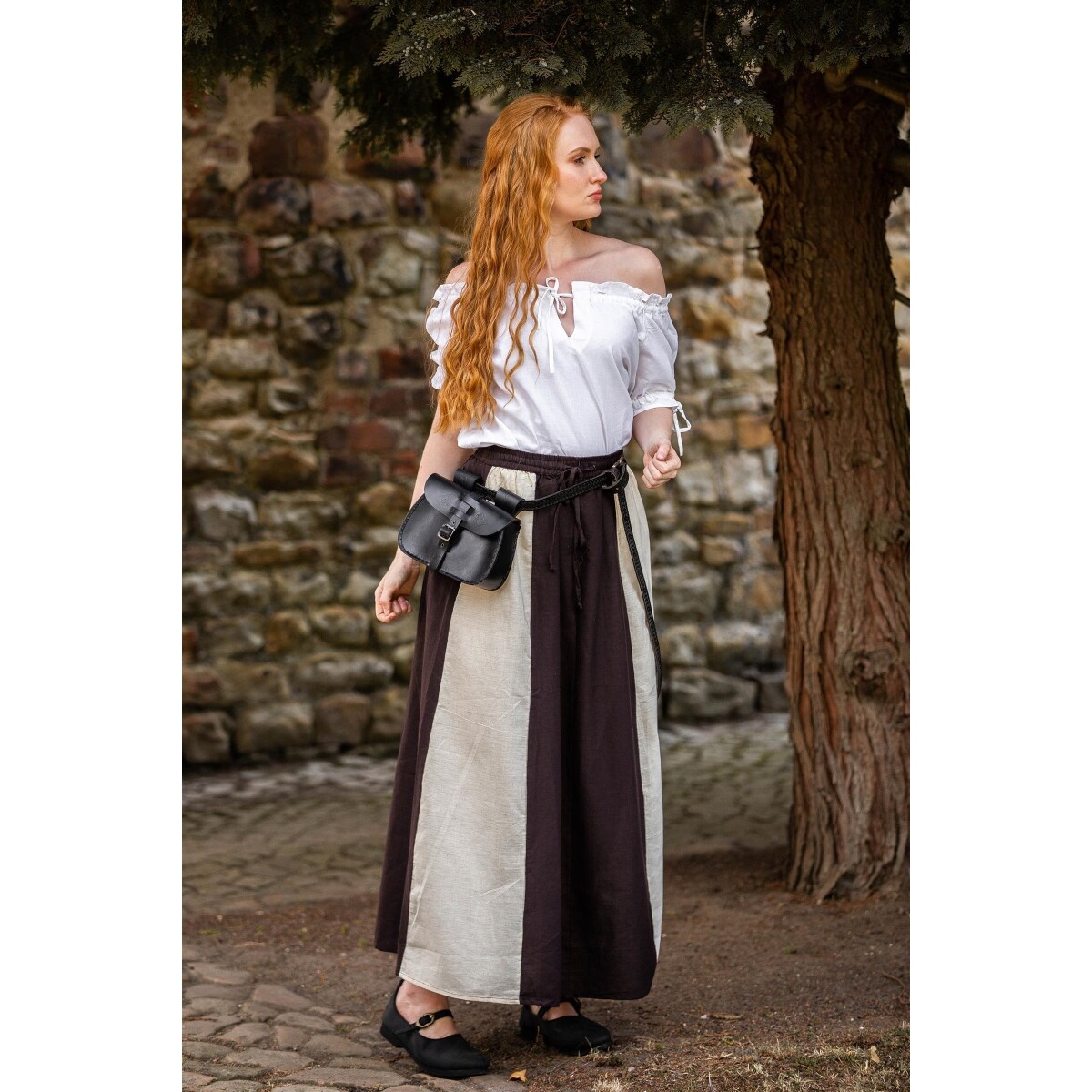 Mittelalter Kurzarmbluse Otilia weiß