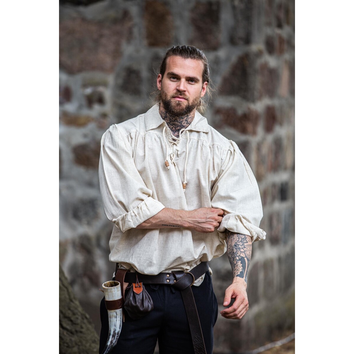 Middeleeuws veterhemd Arthur beige
