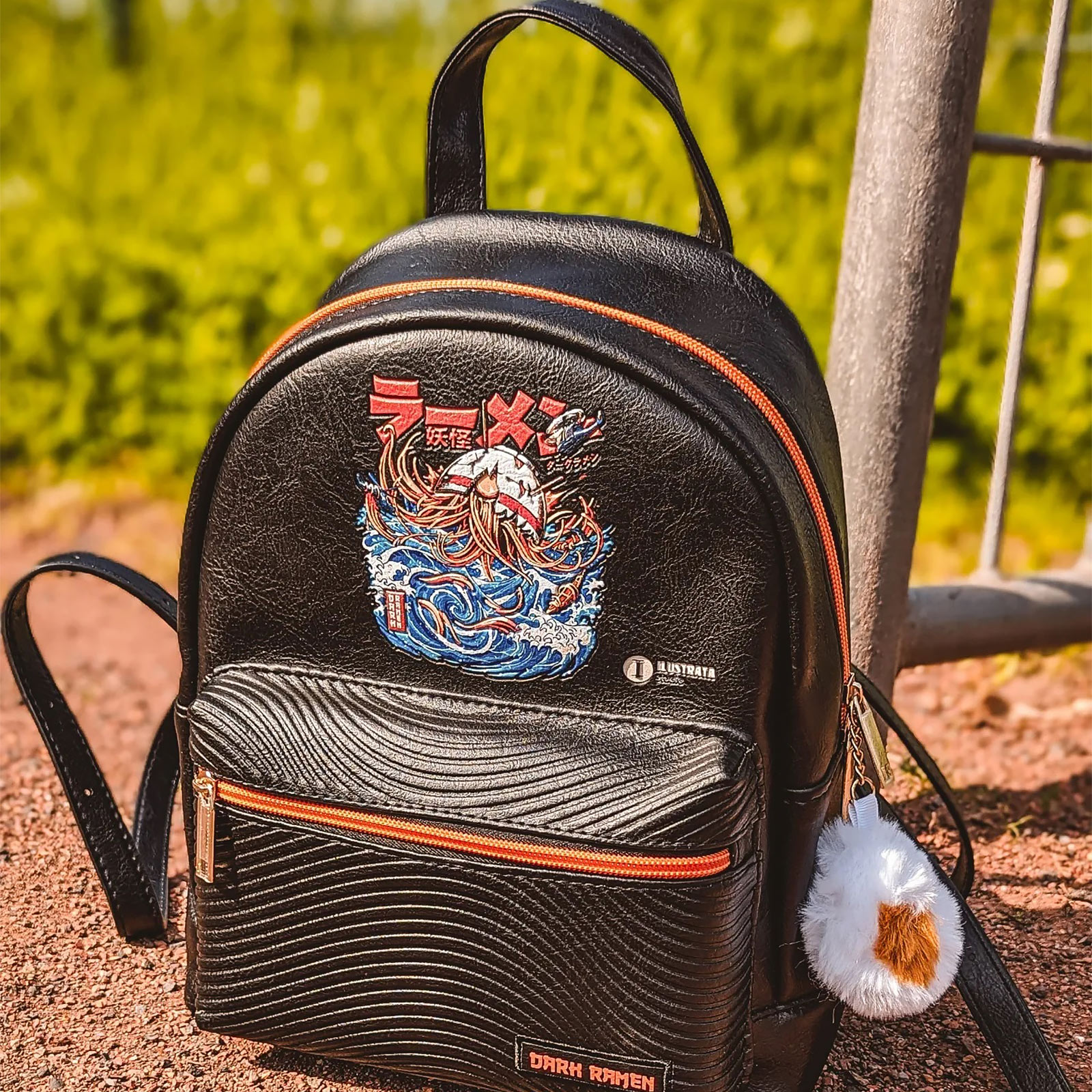 Ilustrata - Dark Ramen Backpack with Pom Pom Pendant black