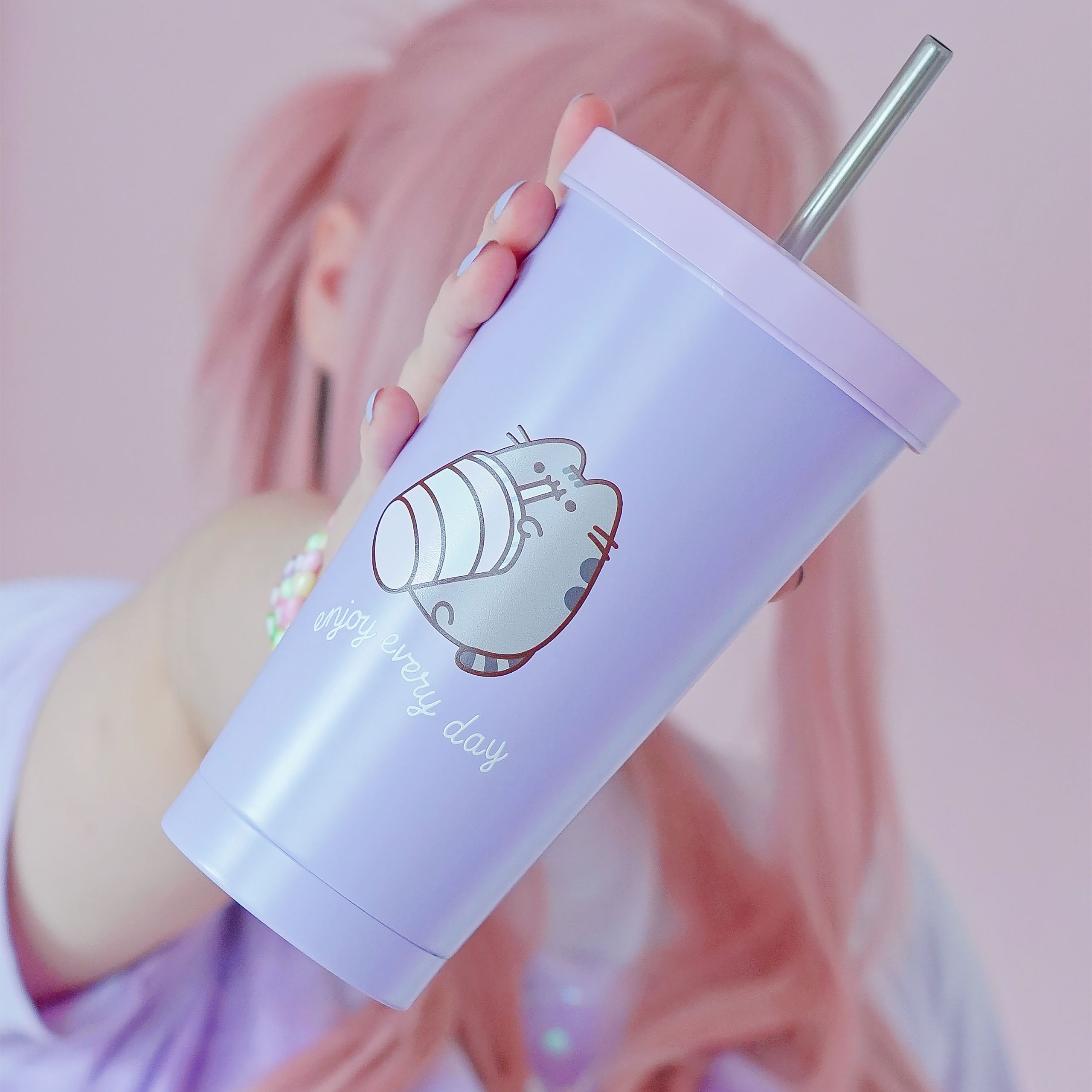 Pusheen - Disfruta de cada día vaso con pajita