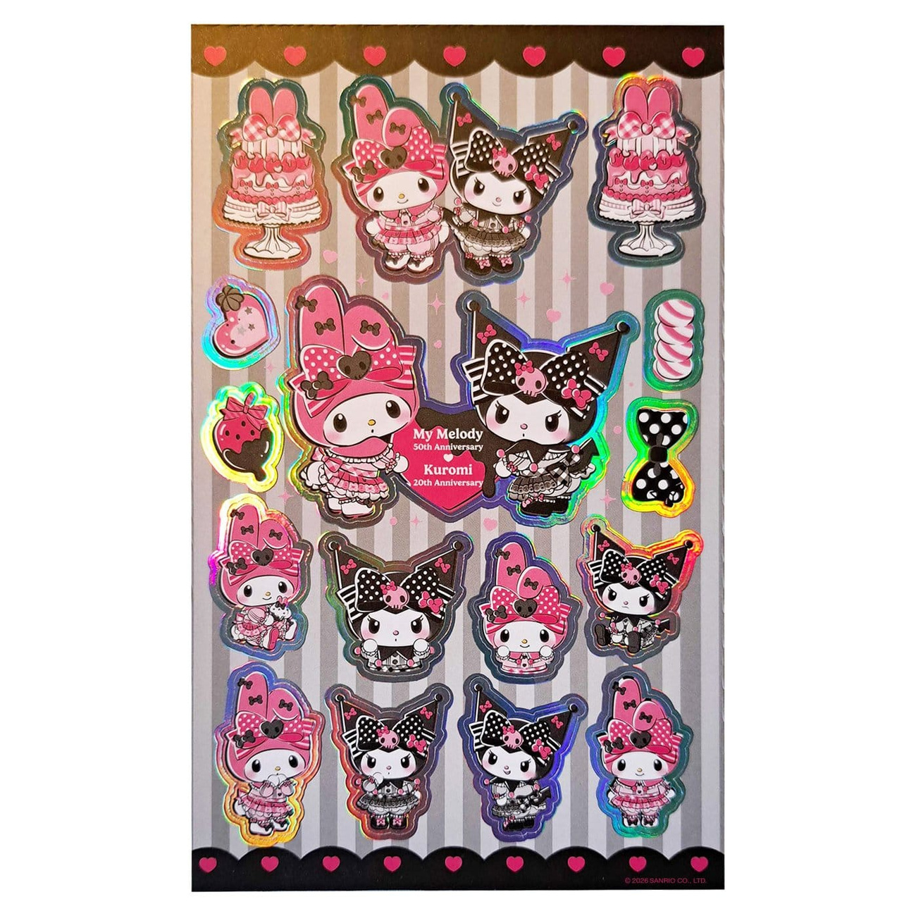 Sanrio Pink Black Party Series Sticker Pack Kuromi & My