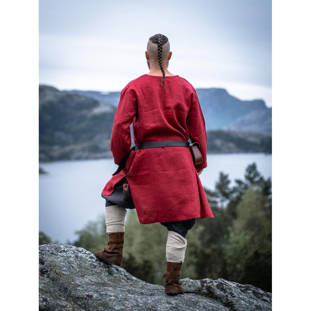Średniowieczna lniana tunika Halvar czerwona
