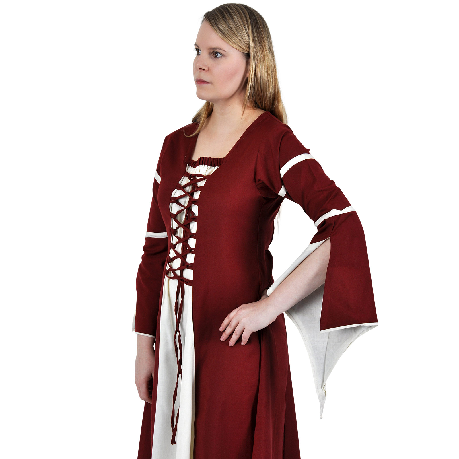 Robe médiévale Katherina rouge-naturel