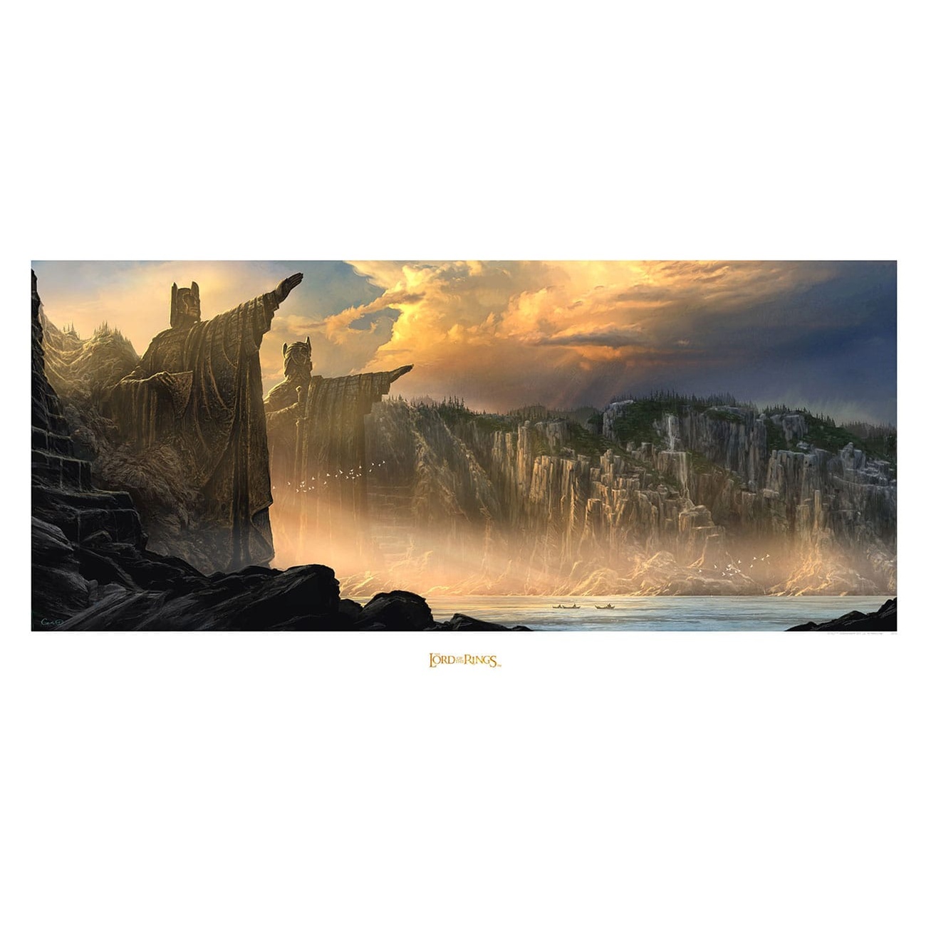 In de Ban van de Ring - Argonath, de Zuilen der Koningen Kunstopdruk