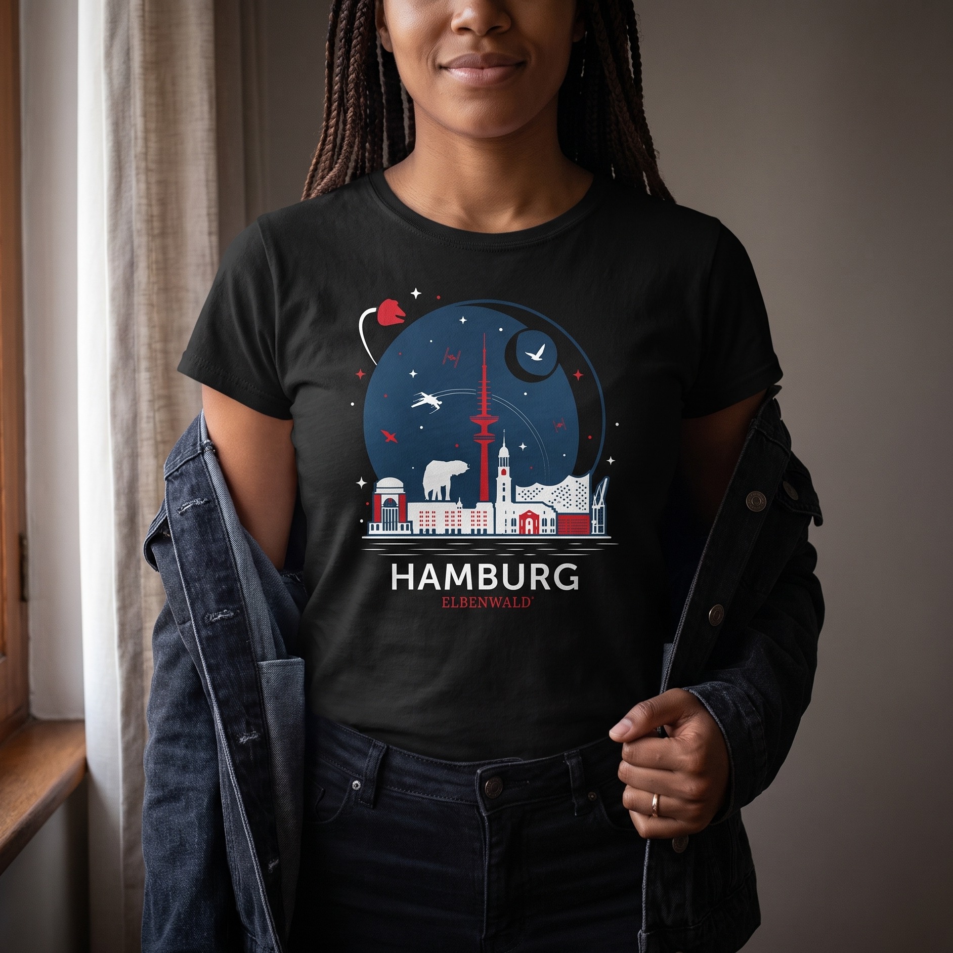 Elbenwald i Hamburg Skyline T-shirt svart
