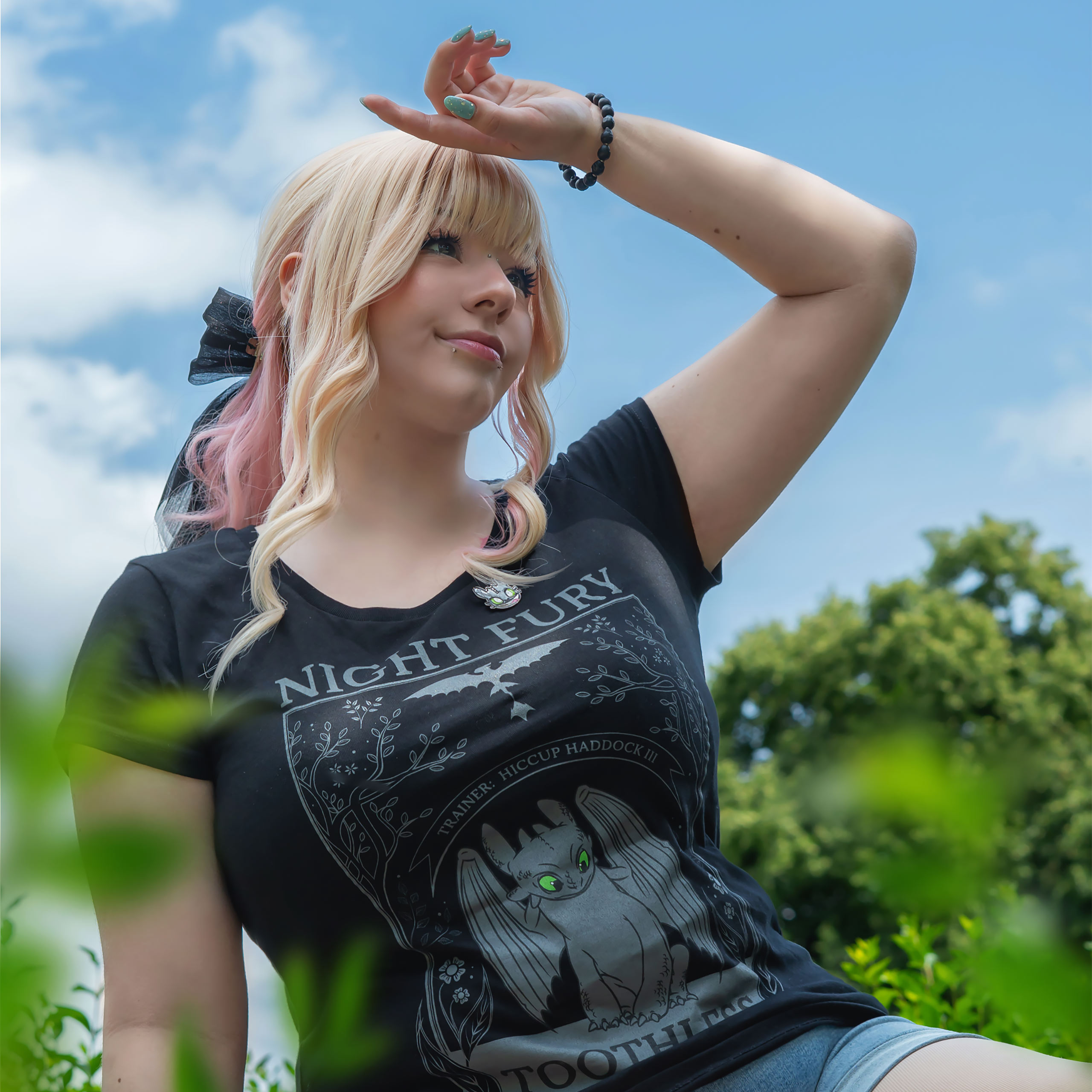 Dragon Trainer - T-Shirt Donna Night Fury Nera
