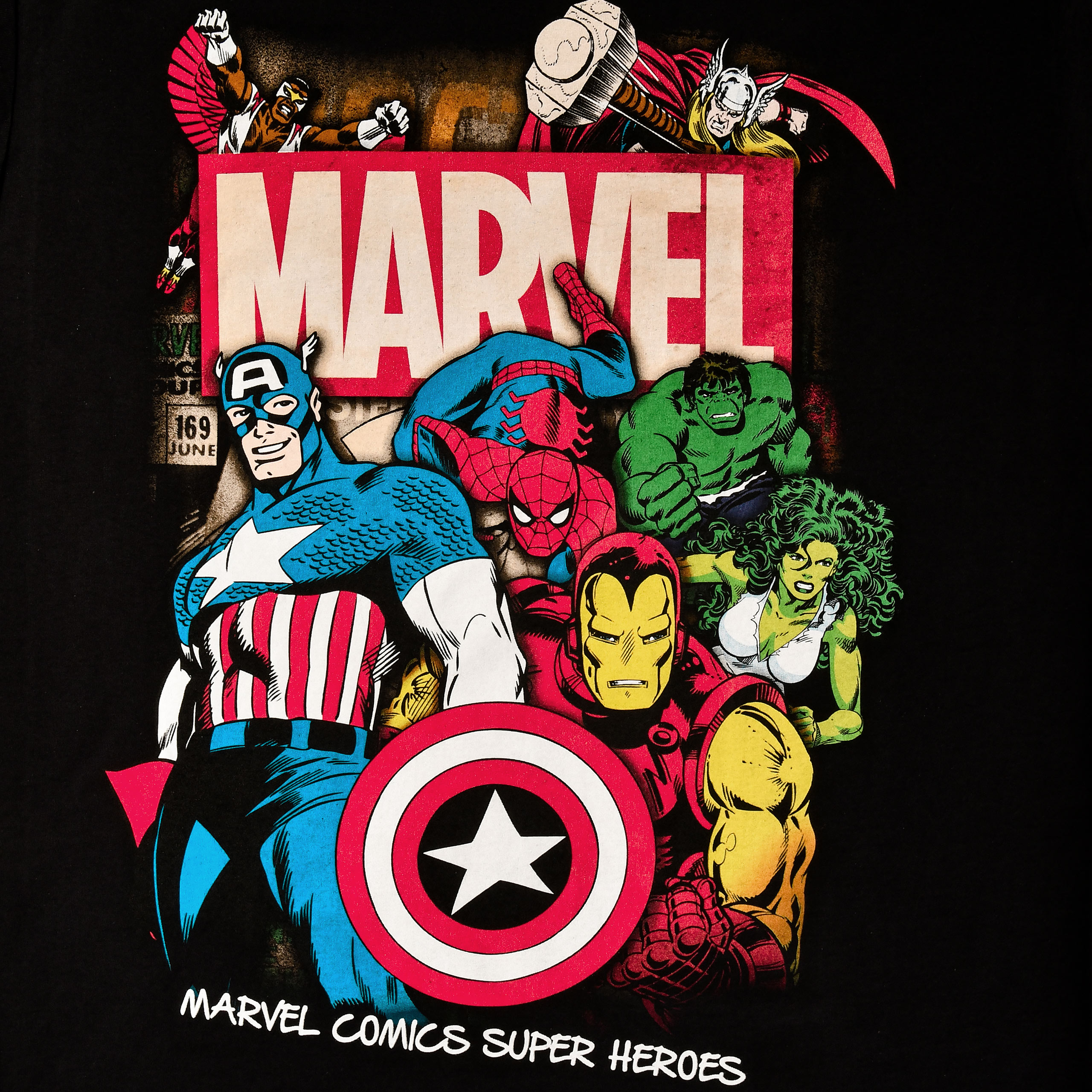 T-shirt noir des super-héros de Marvel Comics