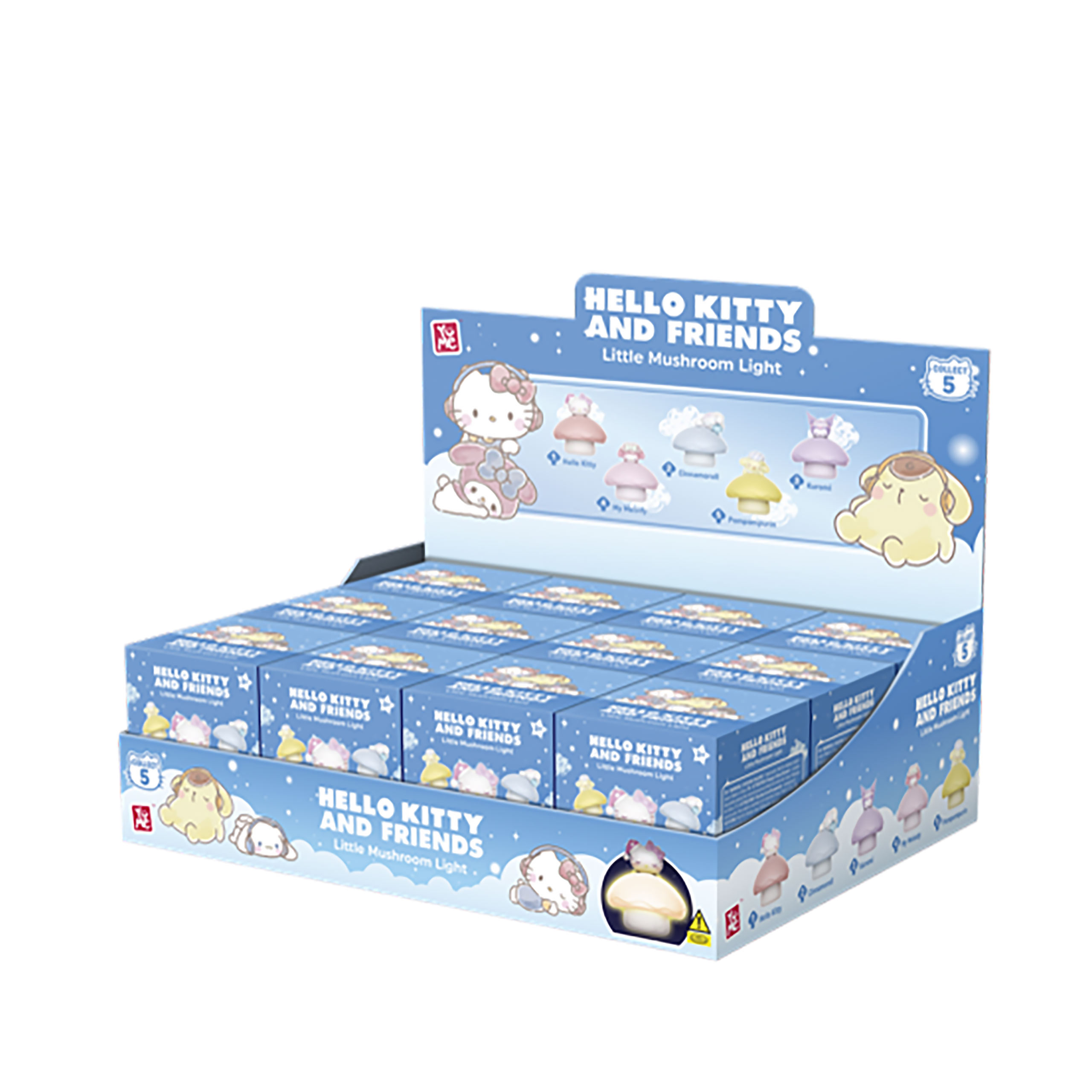 Hello Kitty and Friends - YuMe Little Mushroom Mystery Mini Nattlampor Display