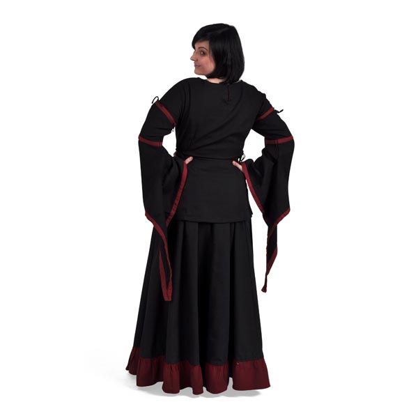 Medieval Blouse in Linen Look Black-Red