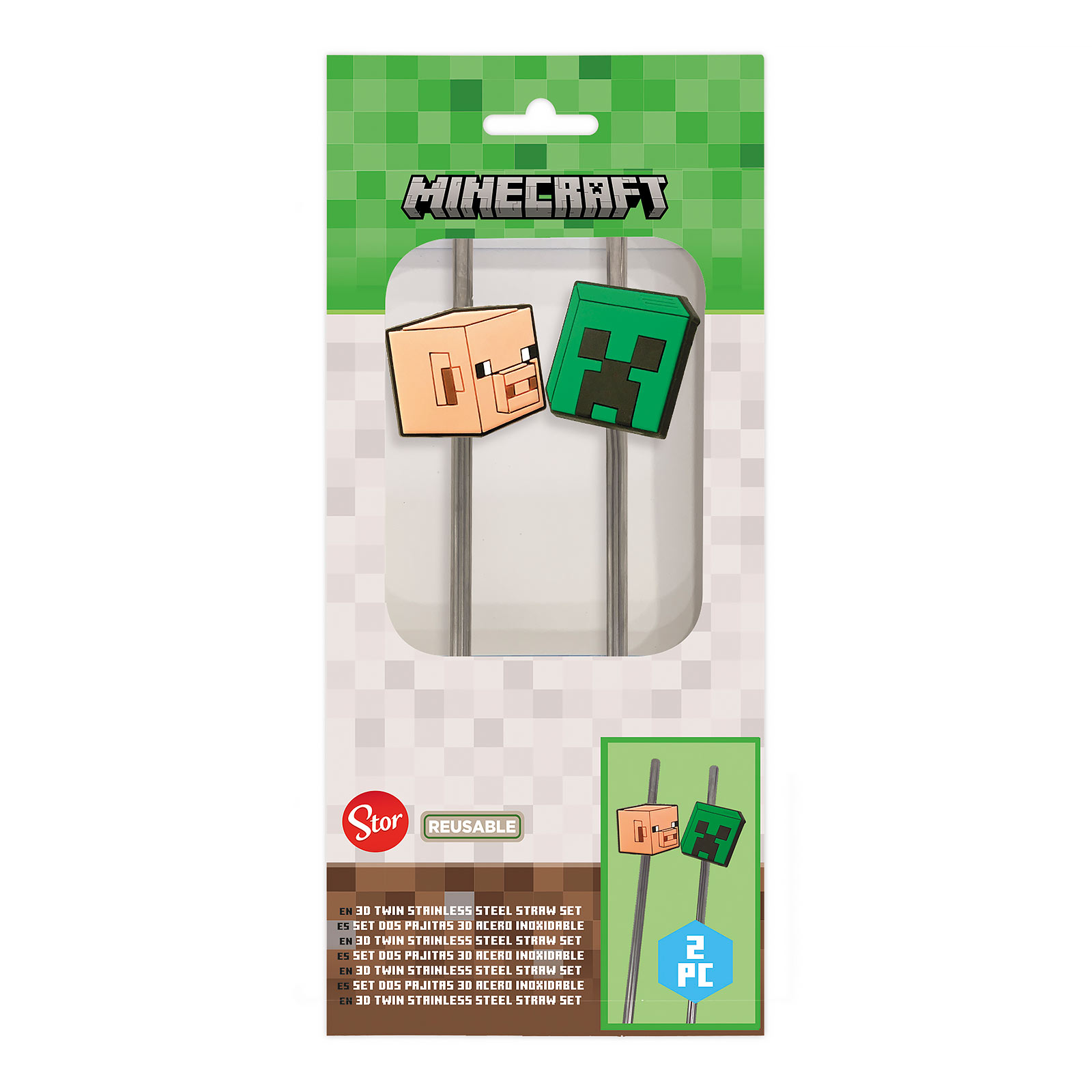 Minecraft - Creeper und Pig Strohhalme 2er Set