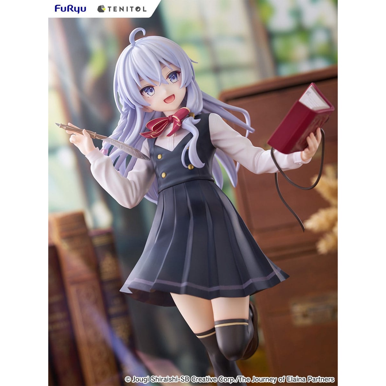 Wandering Witch: The Journey of Elaina statua alta in PVC Tenitol Elaina versione uniforme scolastica 29 cm