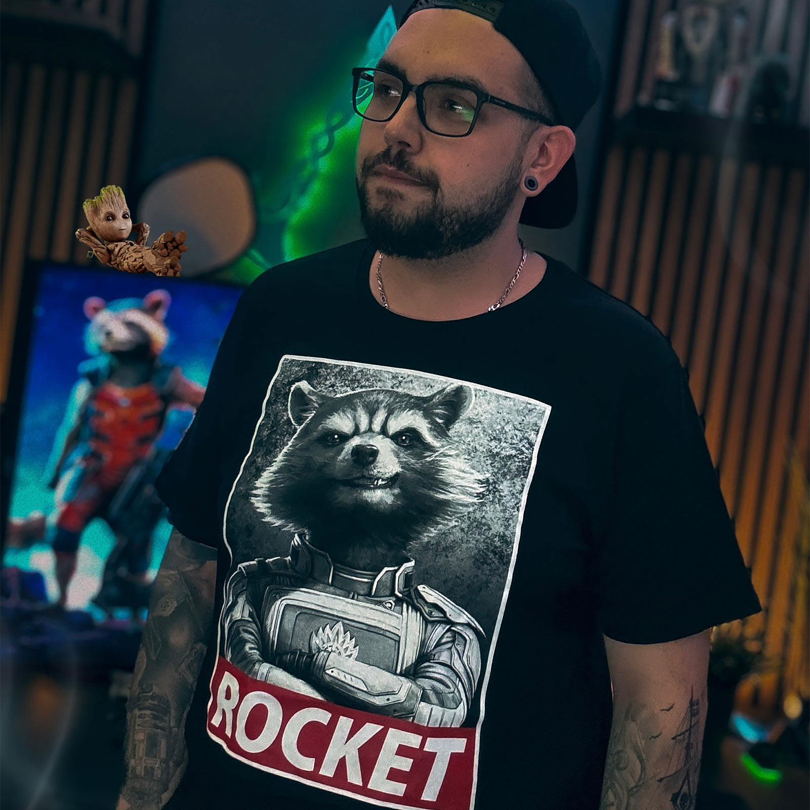 Camiseta Rocket Raccoon negra - Marvel