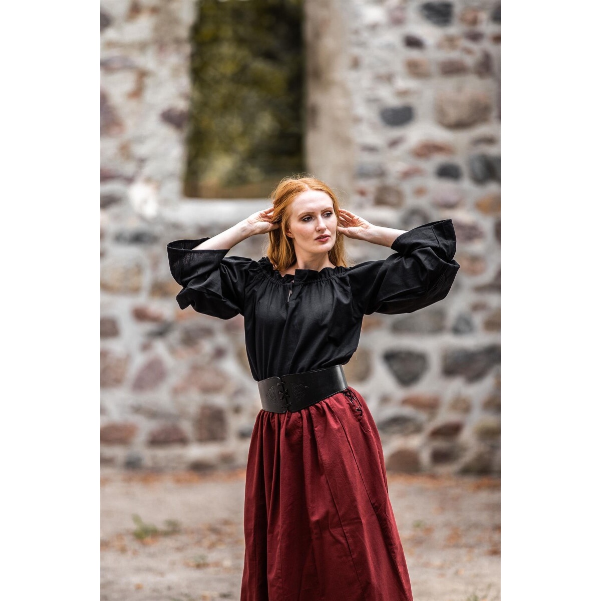 Middeleeuwse blouse Morgan zwart