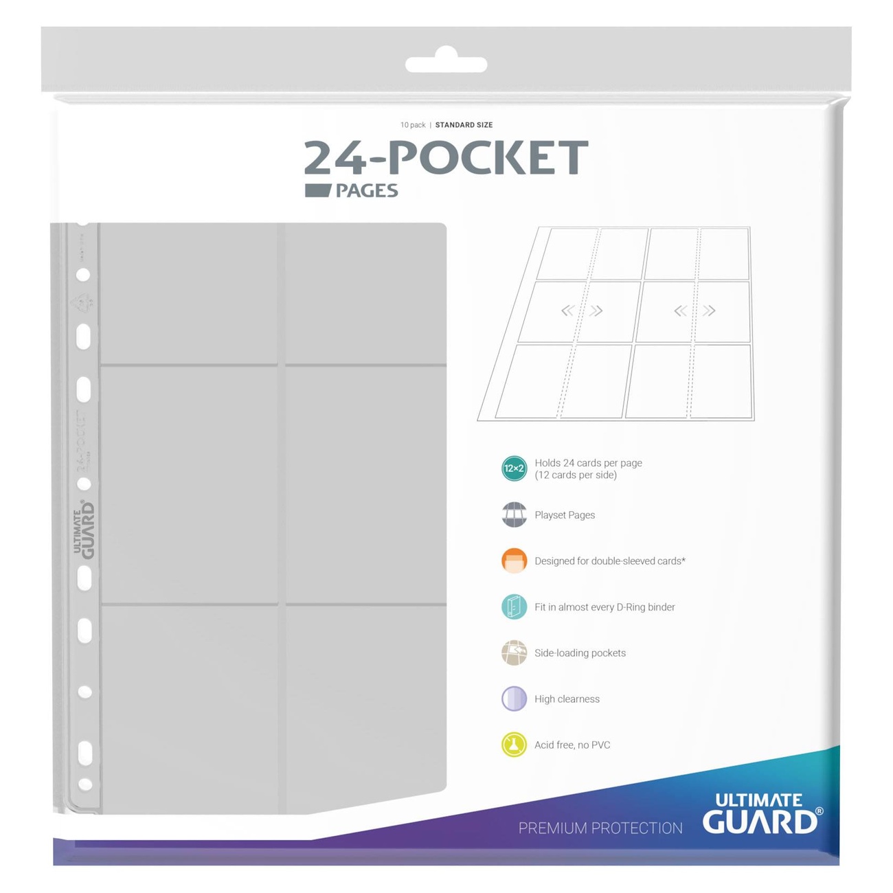 Ultimate Guard 24-Pocket QuadRow Pages Side-Loading (10) - Transparent
