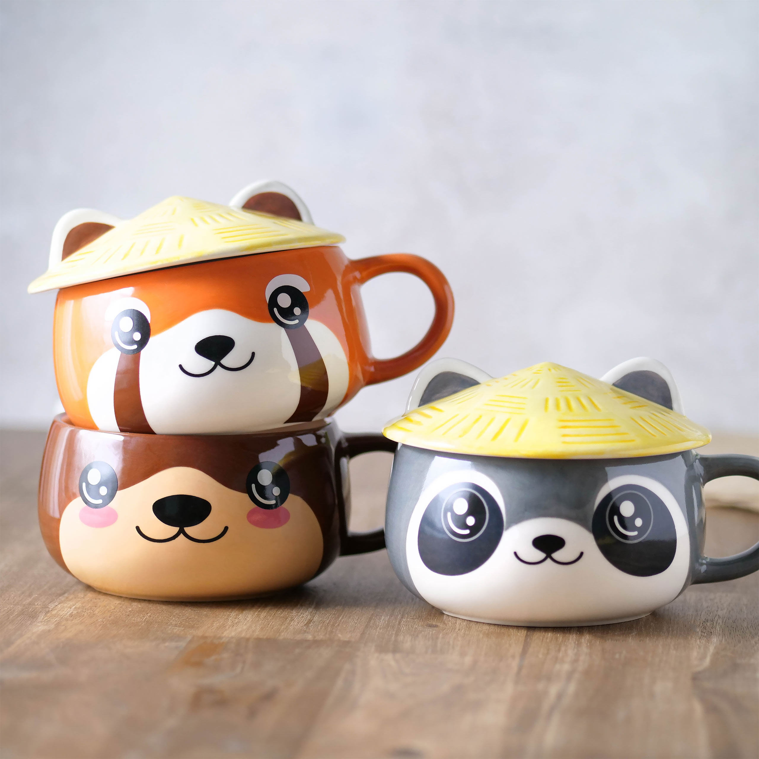 Rode Panda Kawaii Mok met Deksel voor Anime Fans
