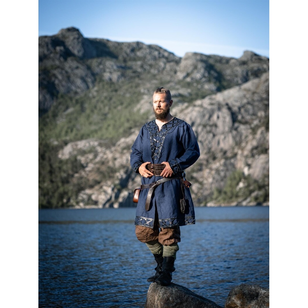 Túnica vikinga medieval Erik azul oscuro