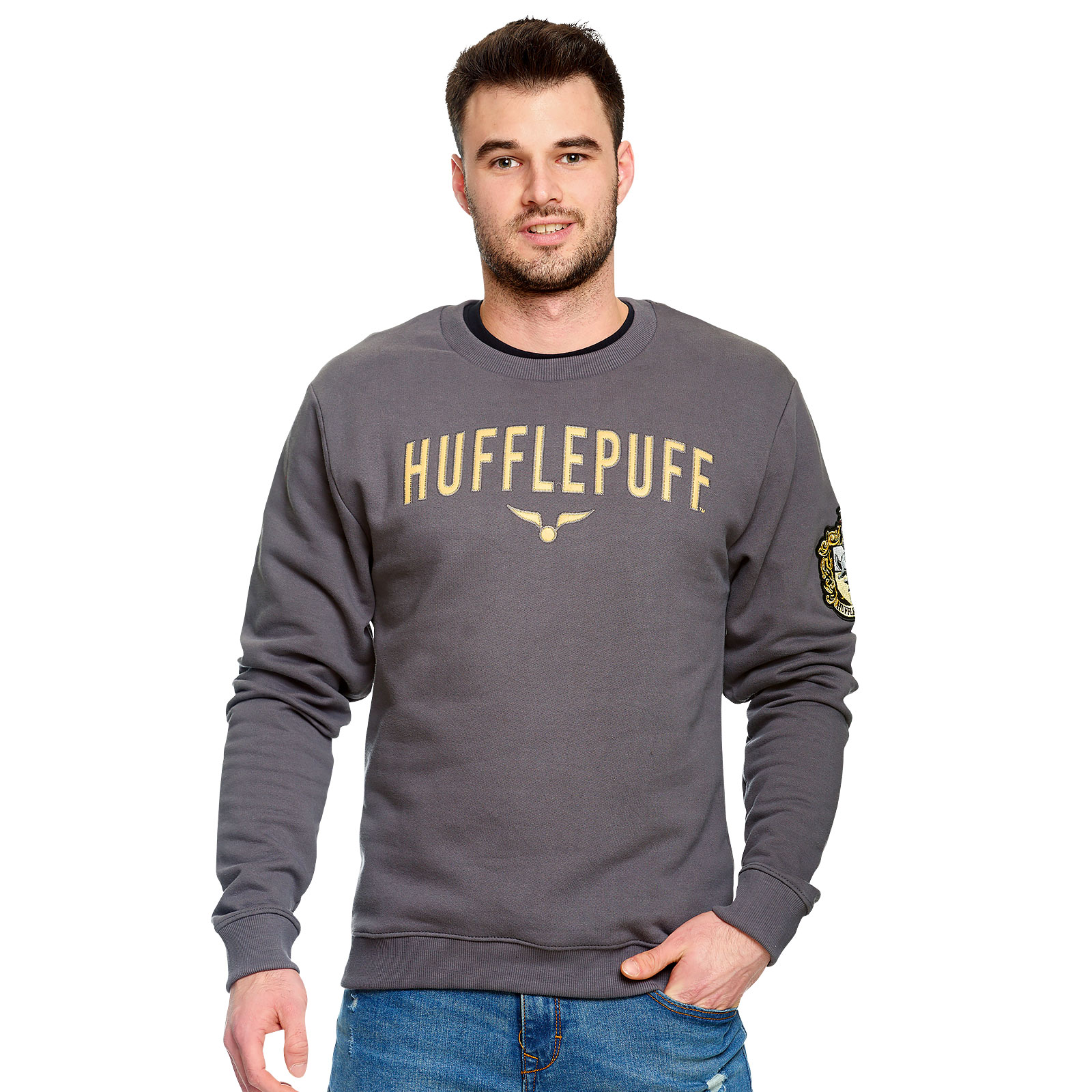 Harry Potter - Pull d'équipe Hufflepuff gris