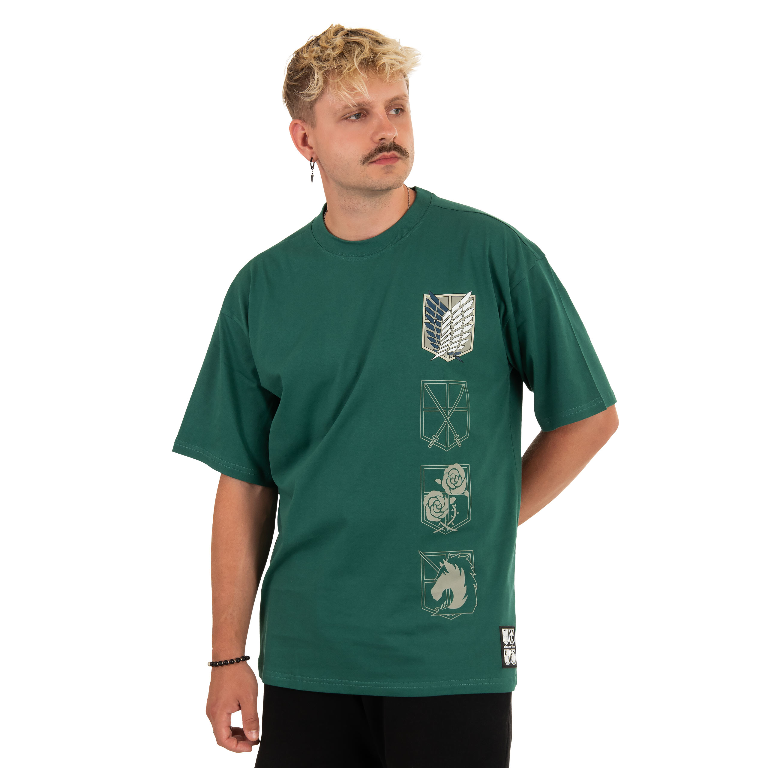 Camiseta militar de gran tamaño verde Símbolo Scout - Attack on Titan