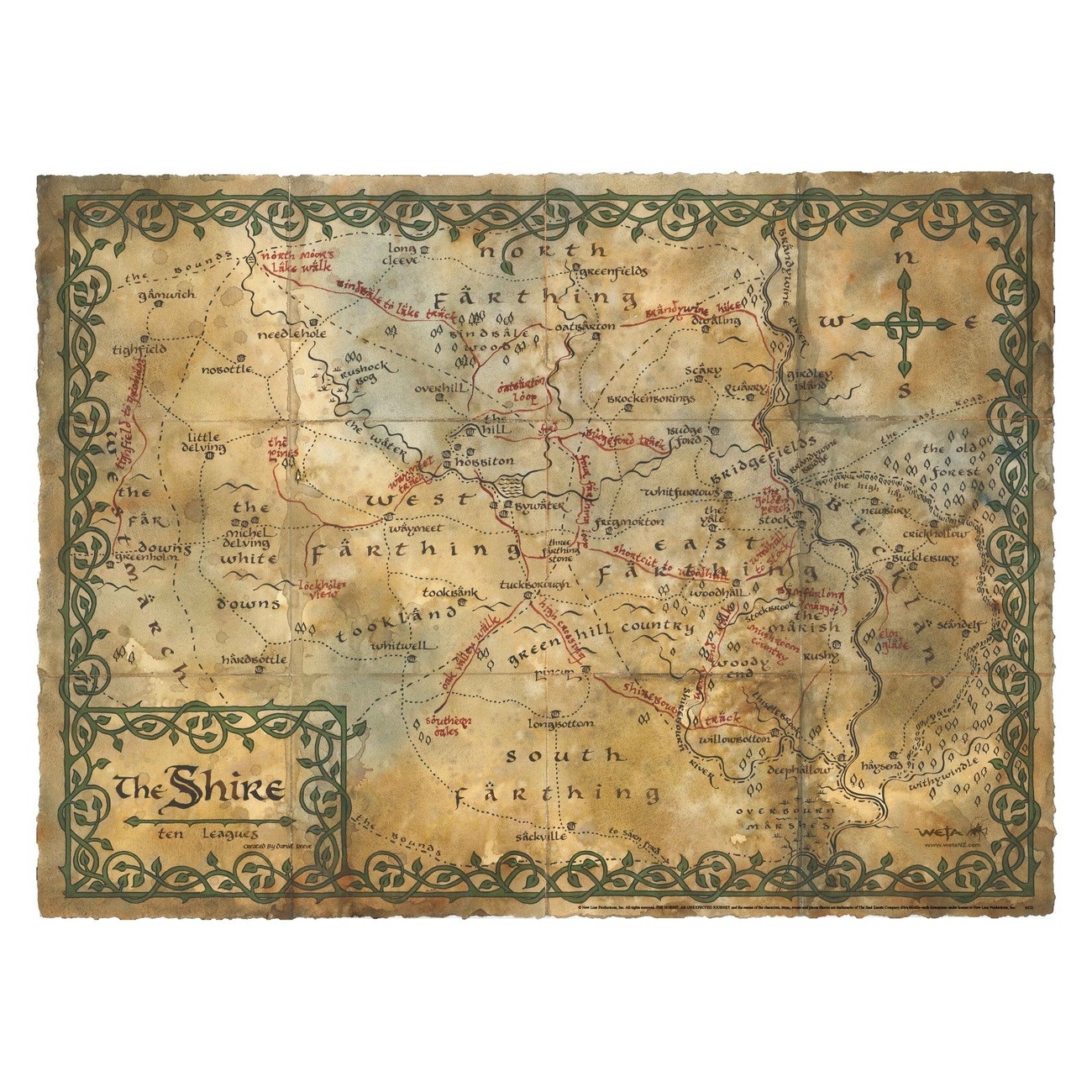 El Hobbit lámina Map of the Shire 74 x 54 cm