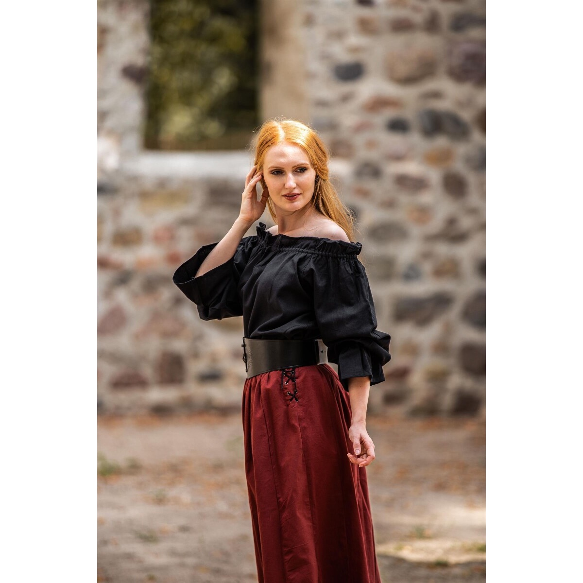 Middeleeuwse blouse Morgan zwart