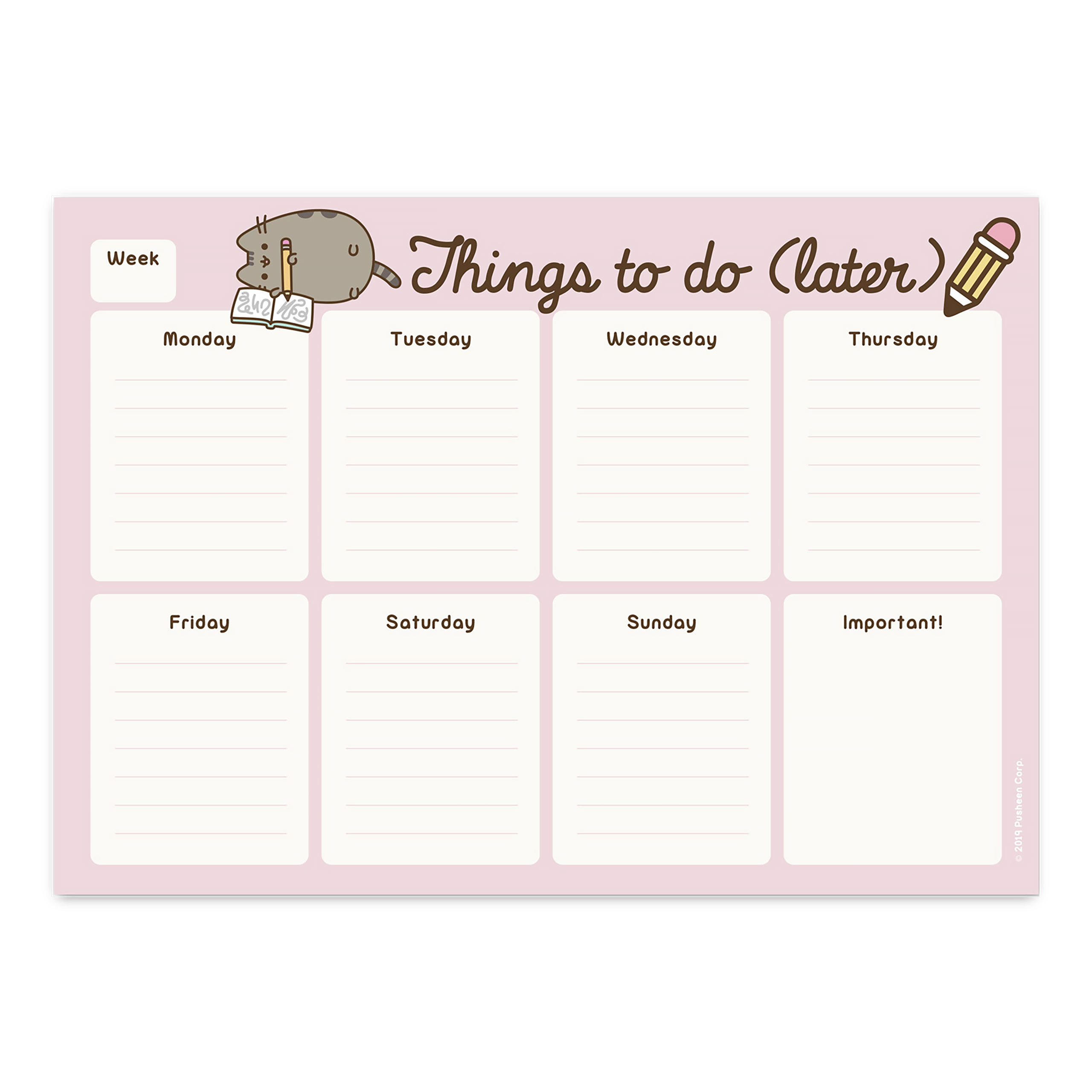 Pusheen - Things To Do Later Weekly Planner