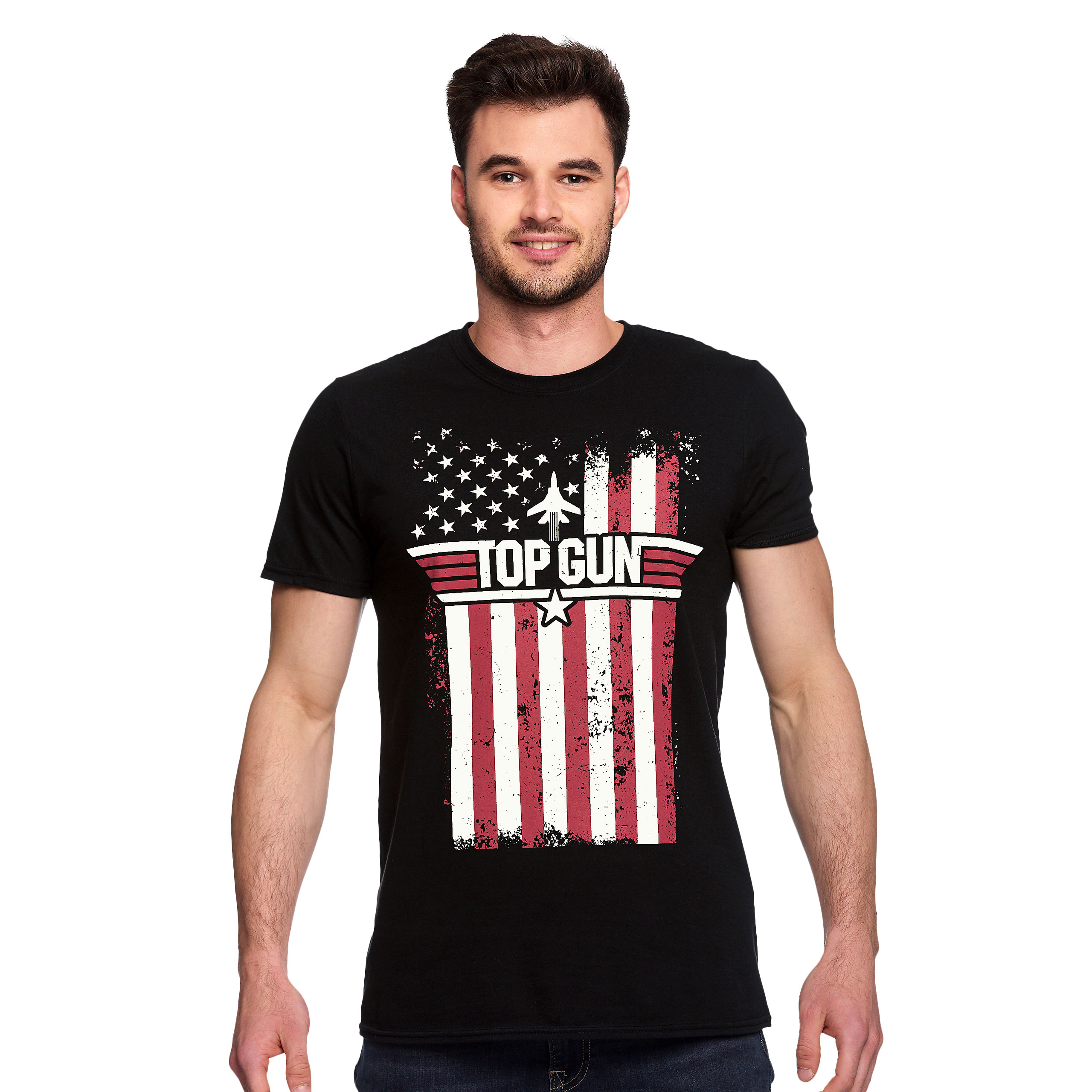 Top Gun - Distressed Flag T-Shirt schwarz