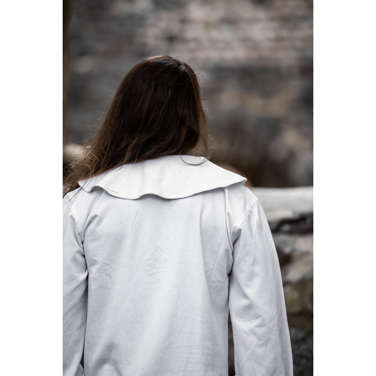 Camisa medieval de cuello redondo Athos blanca