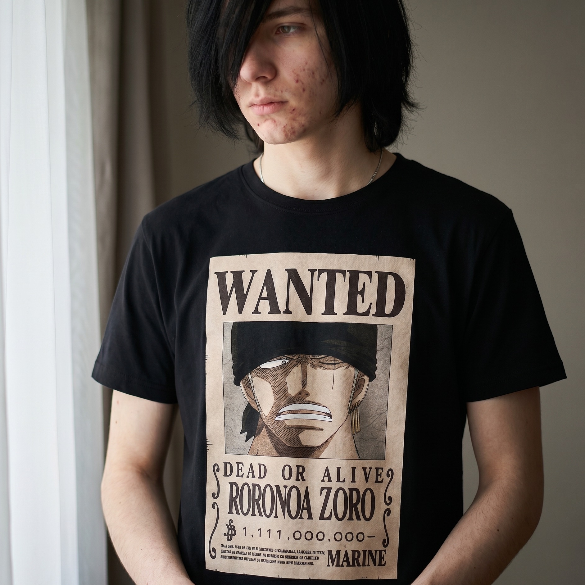 One Piece - Czarna koszulka Wanted Roronoa Zoro