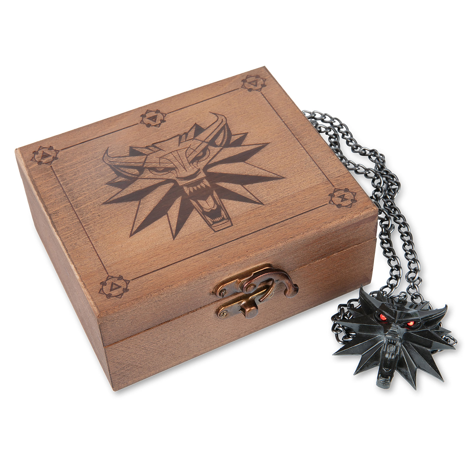 Witcher - Médaillon Wild Hunt avec yeux LED dans une boîte cadeau