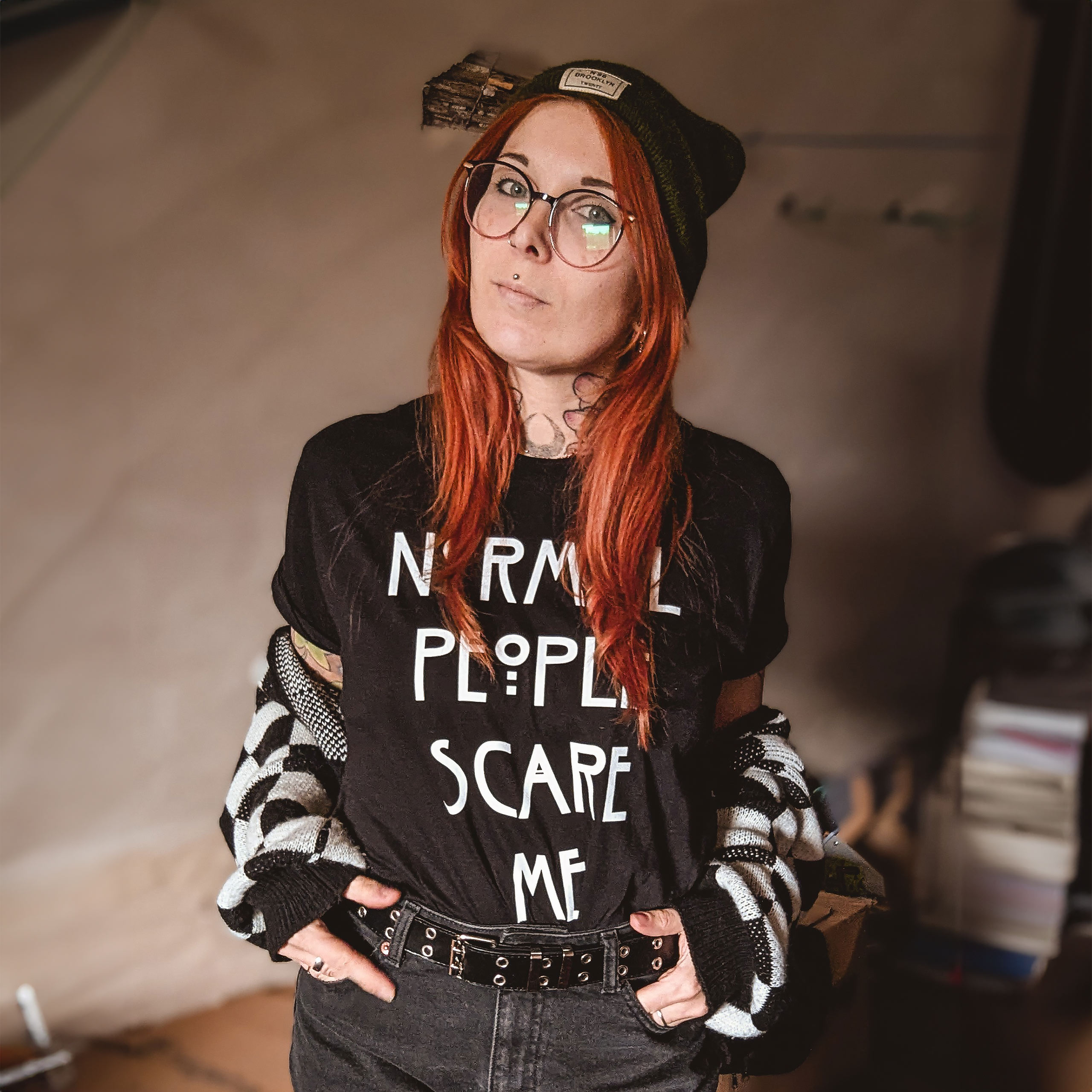 Normal People Scare Me T-Shirt für American Horror Story Fans schwarz