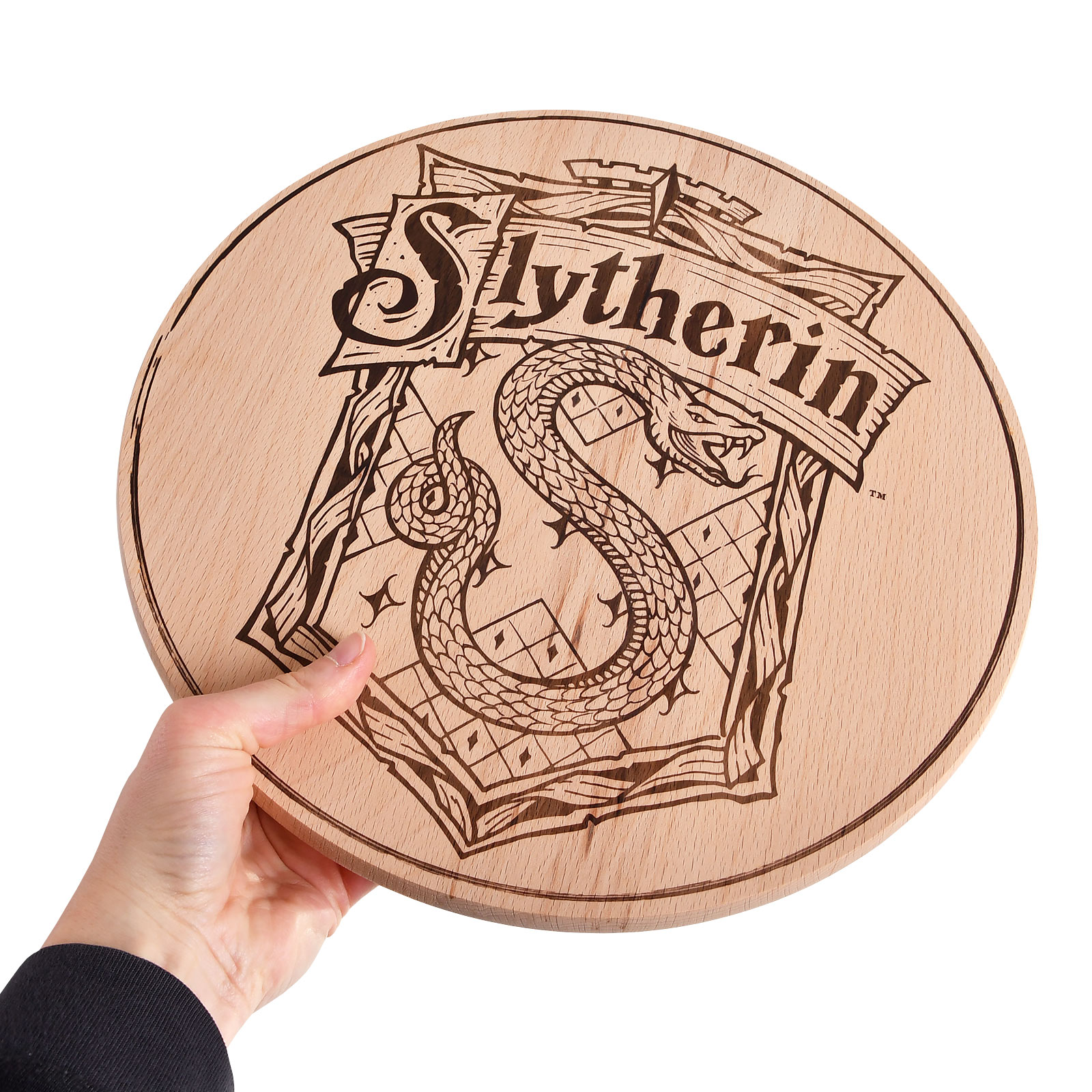 Harry Potter - Slytherin Wappen Schneidebrett Buche