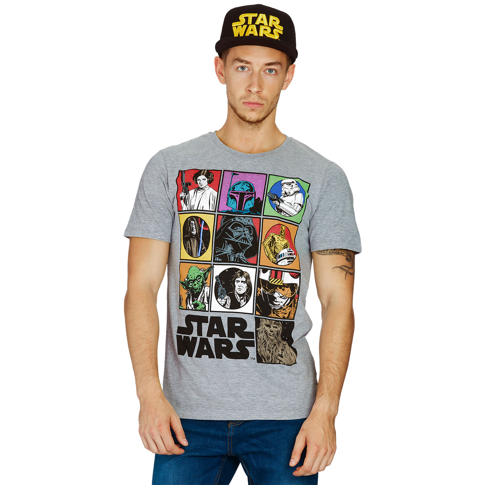 Star Wars - T-shirt Characters gris