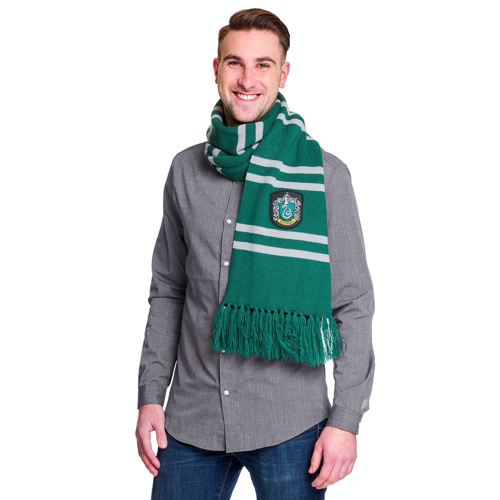 Harry Potter - Echarpe en tricot Slytherin gris-vert