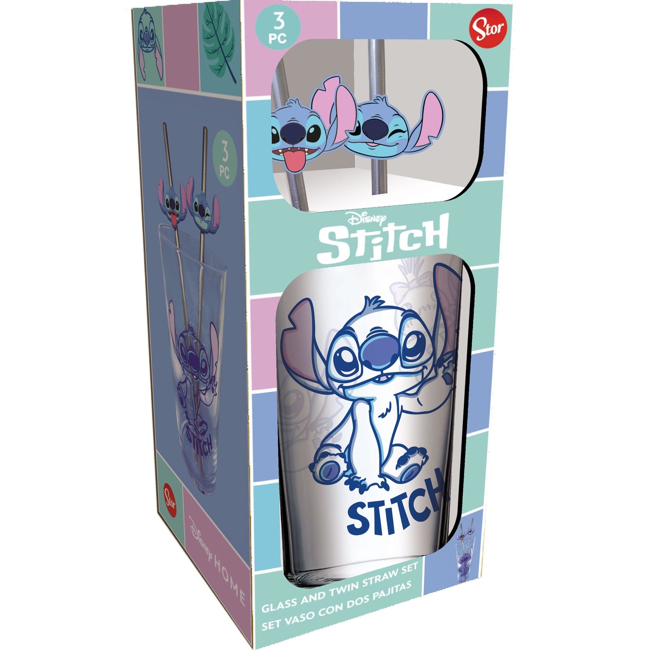 Lilo & Stitch gobelet en verre avec pailles Stitch 485 ml