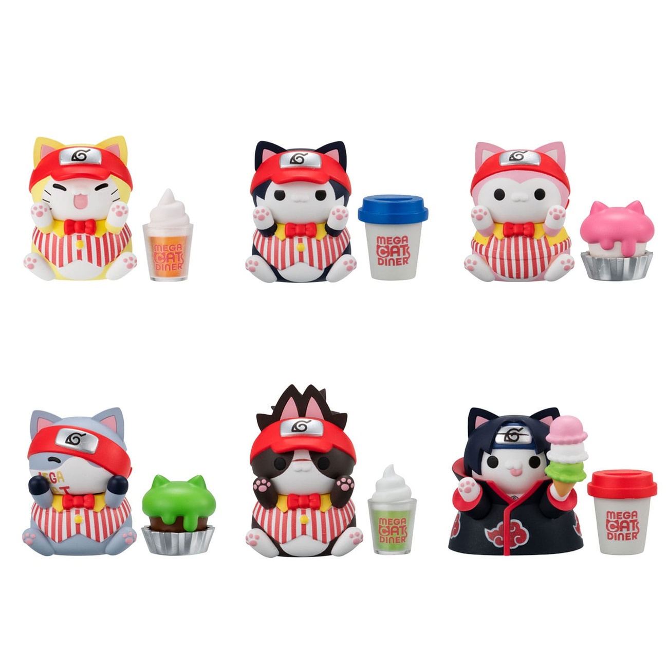 Naruto Shippuden Mega Cat Project Nyaruto! Figuras coleccionables Mega Cat Diner 3 cm Surtido (6)