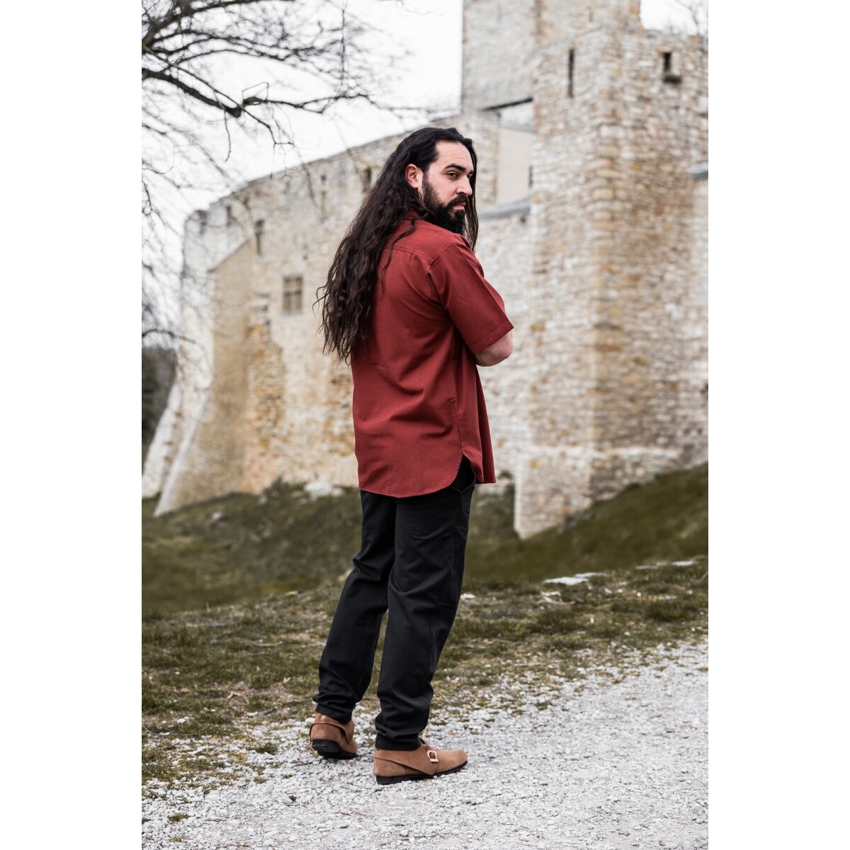 Camicia medievale Erik manica corta rossa