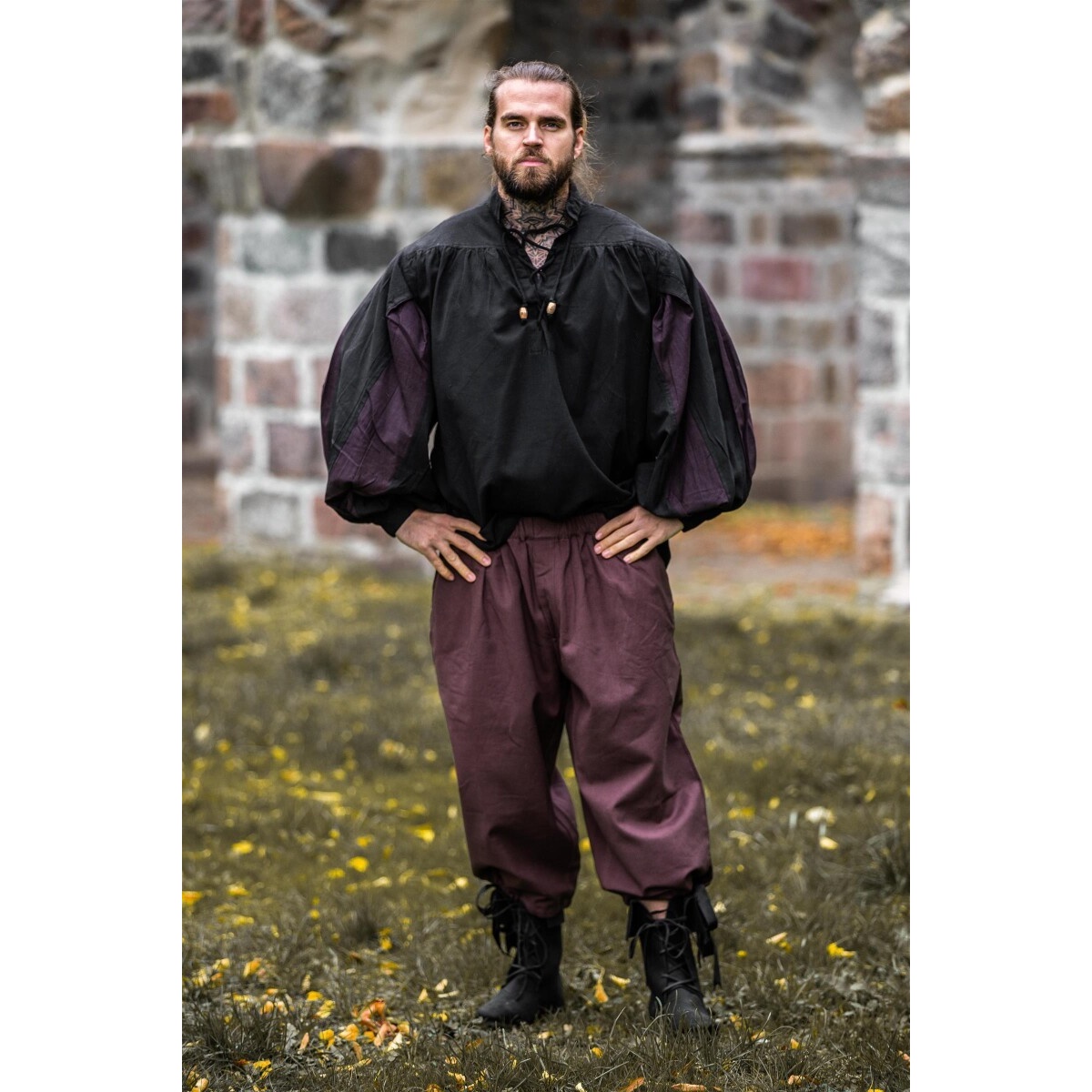 Pantaloni medievali al ginocchio Vincent marrone scuro