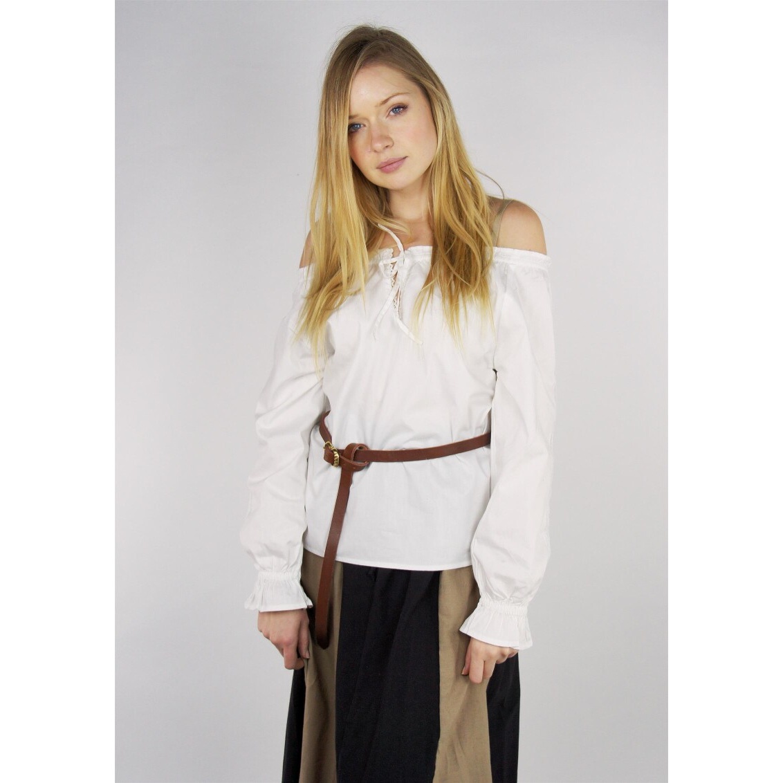 Blusa medievale con pizzo Bettina bianca