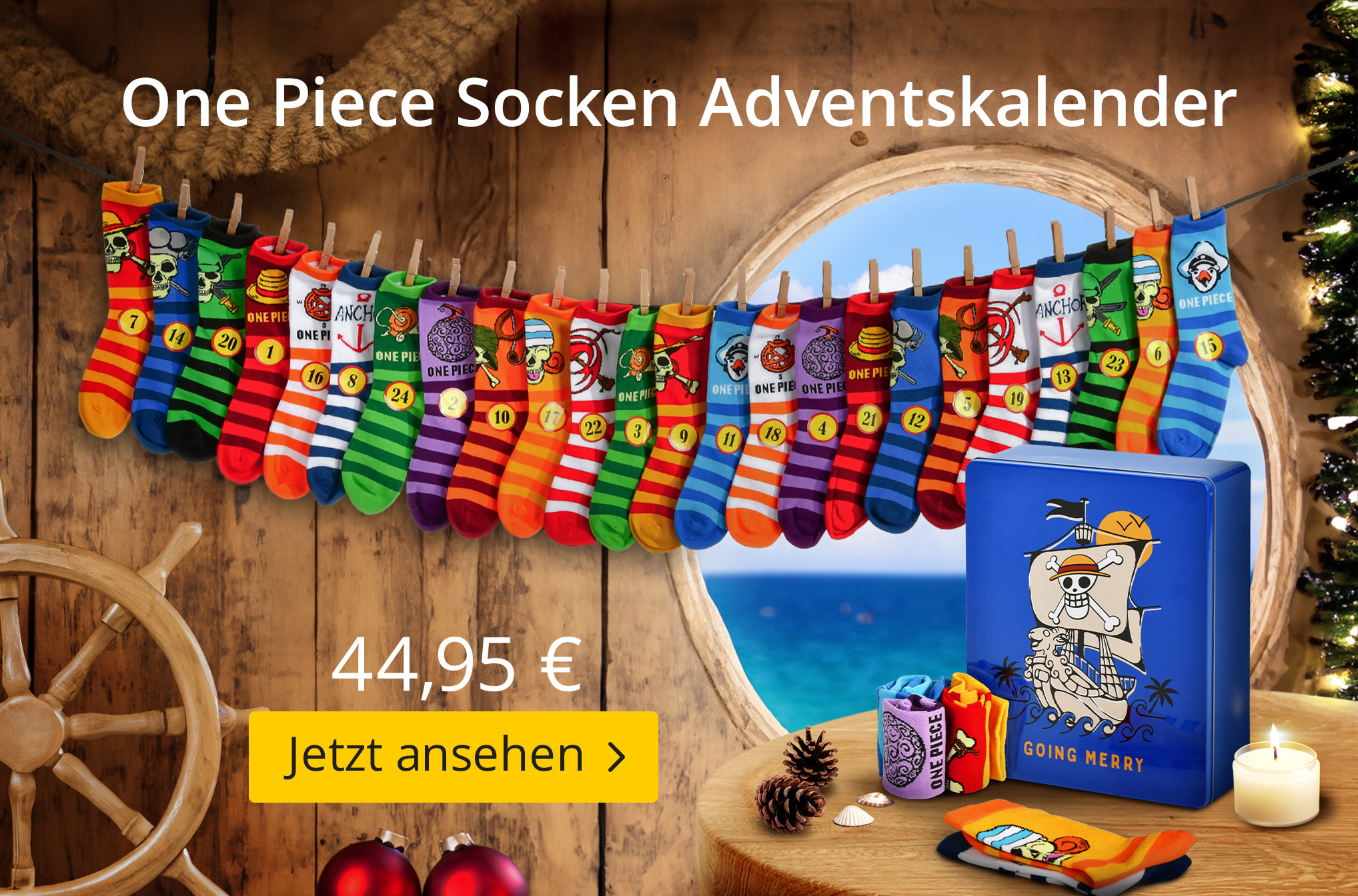 One Piece Socken Adventskalender zum Befüllen - 44,95€