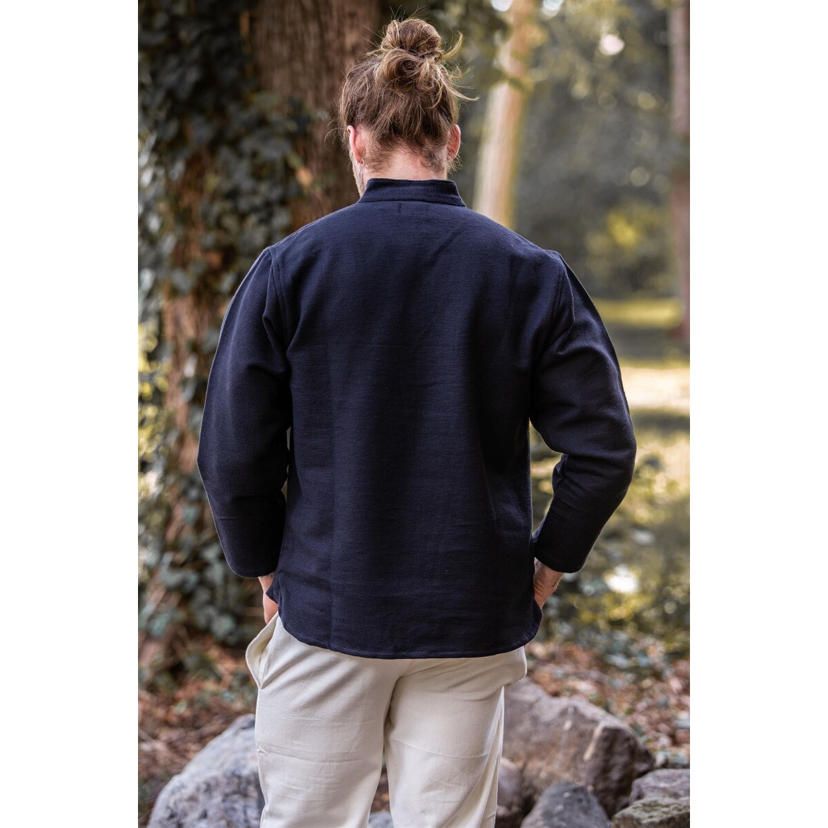 Średniowieczna bawełniana koszula Ingolf ręcznie tkana czarna