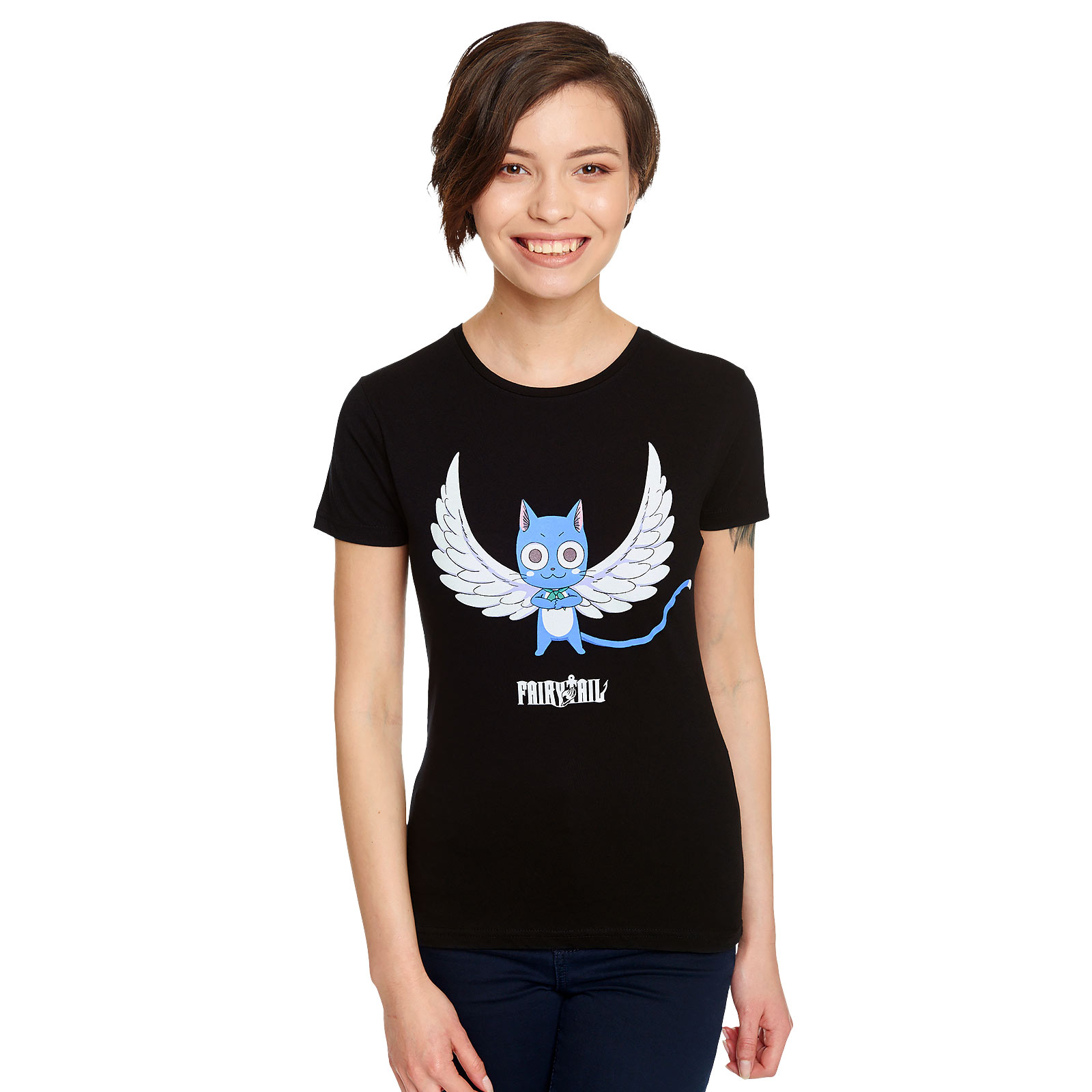 Fairy Tail - Happy Magic Dames T-shirt Zwart