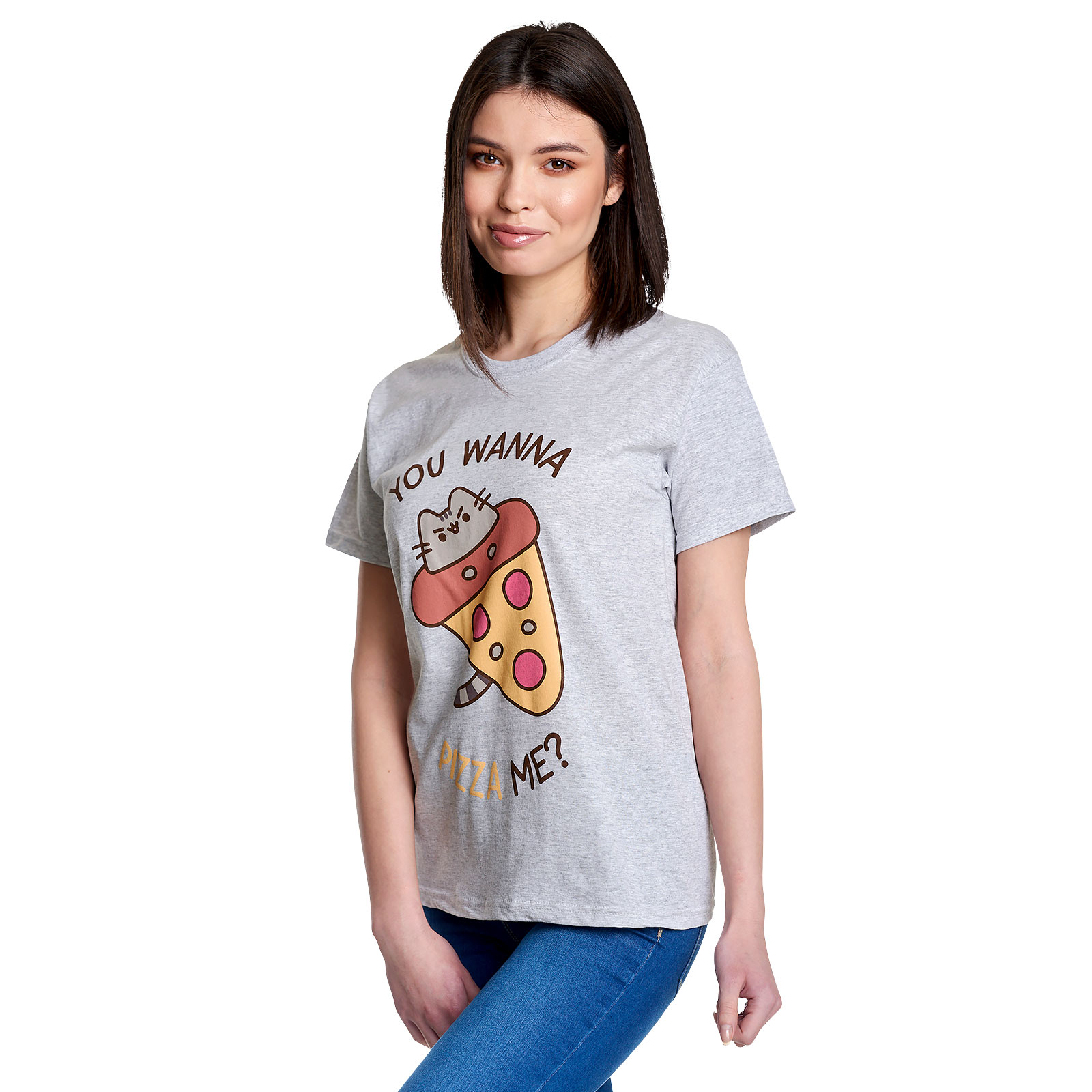 Pusheen - You Wanna Pizza Me T-Shirt grijs