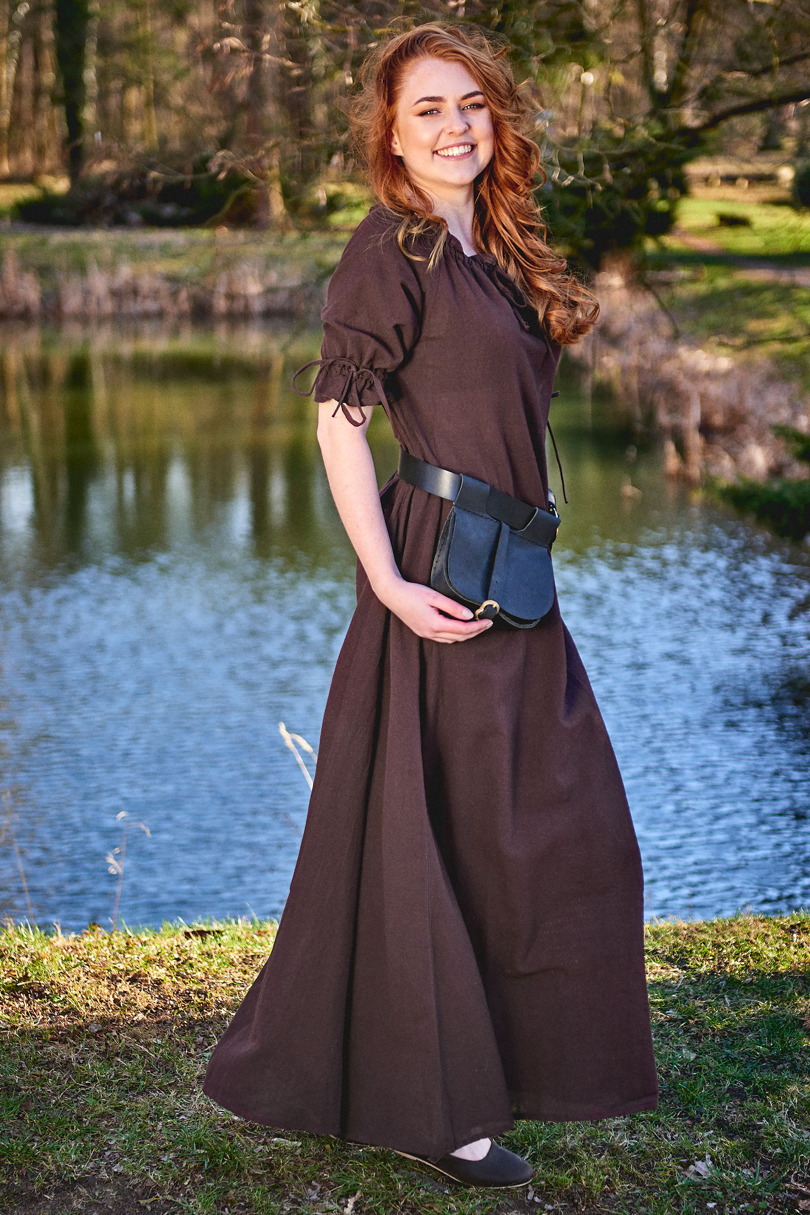 Medieval Short Sleeve Dress Brown