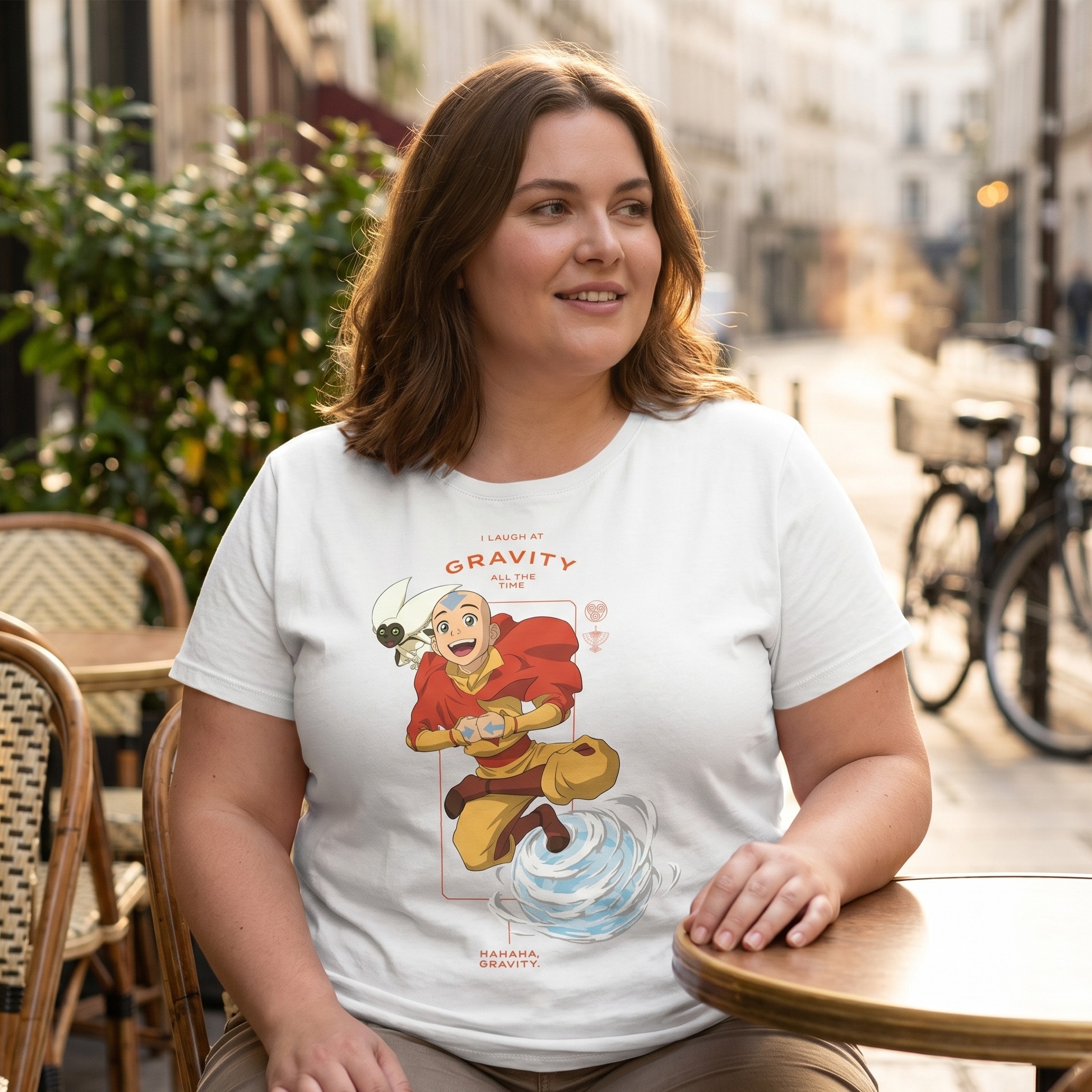 Avatar – T-shirt Aang Laugh at Gravity blanc