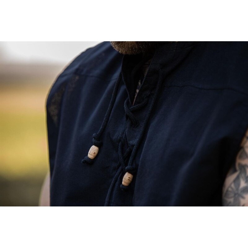 Medeltida snörskjorta Jean ärmlös svart