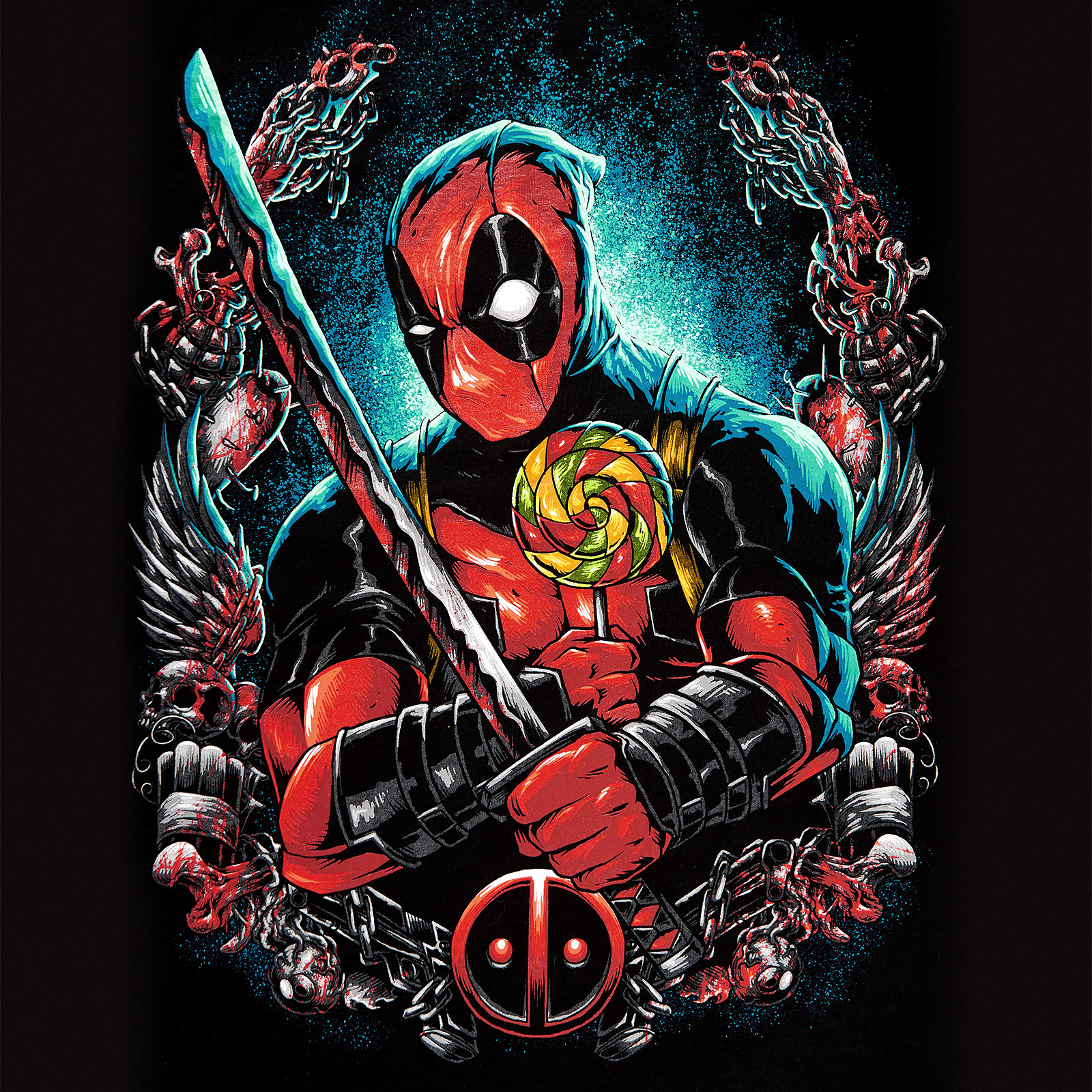 Deadpool - T-shirt Lollipop noir