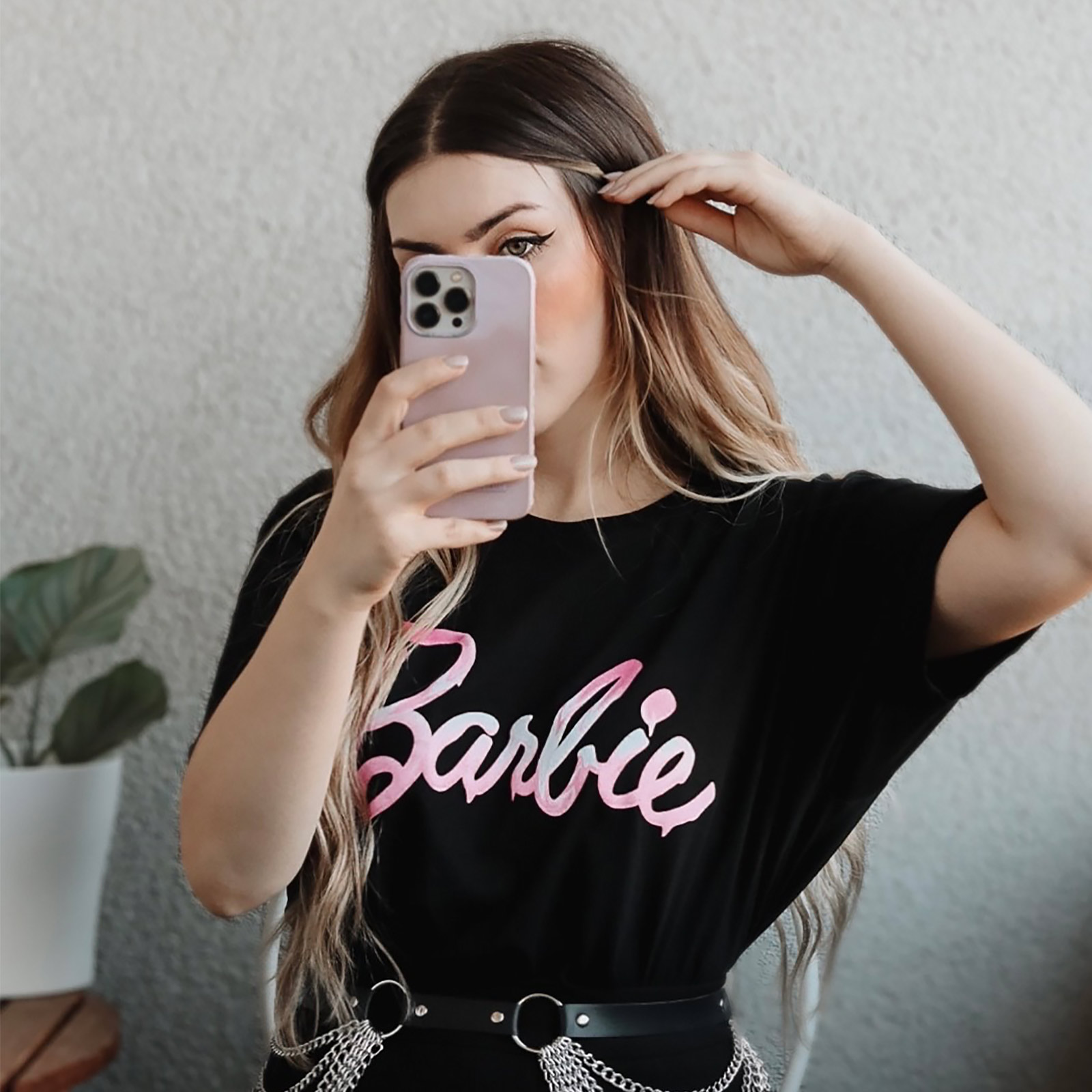 Barbie - T-shirt logo fondu noir