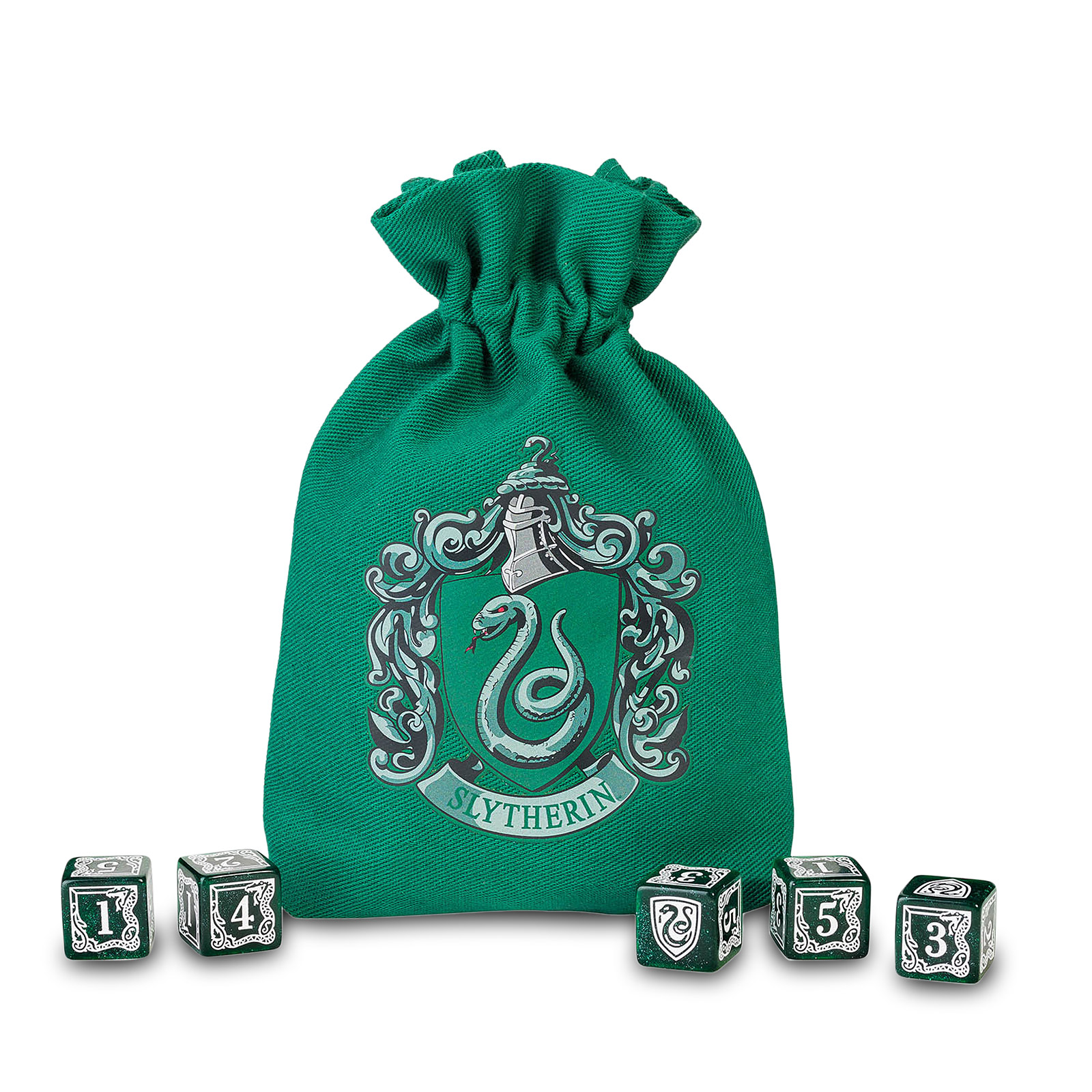 Harry Potter - Set de dés RPG Slytherin 5pcs avec sac à dés vert