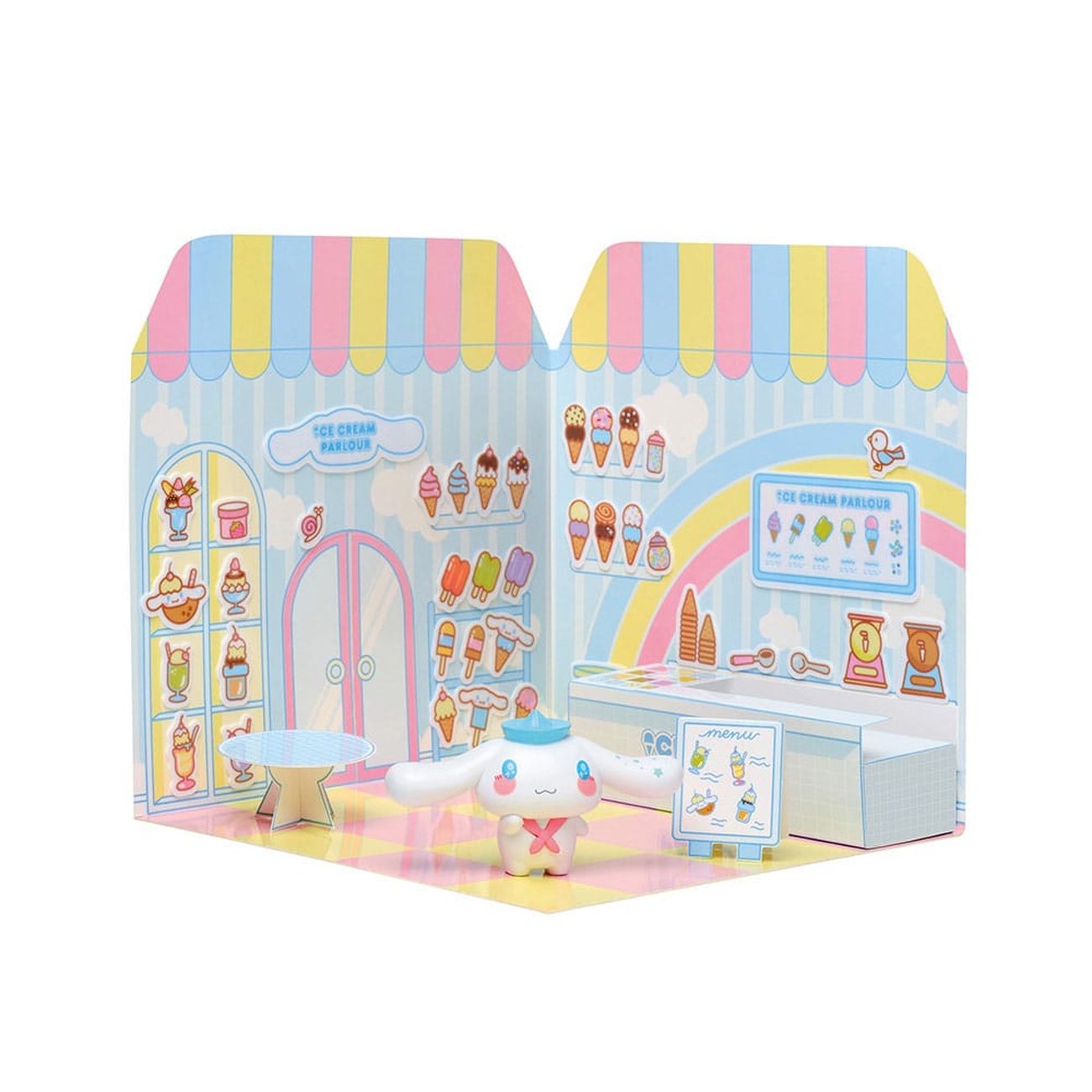 Hello Kitty and Friends Mini Figure Sticker House Cinnamoroll Ice Cream Parlour