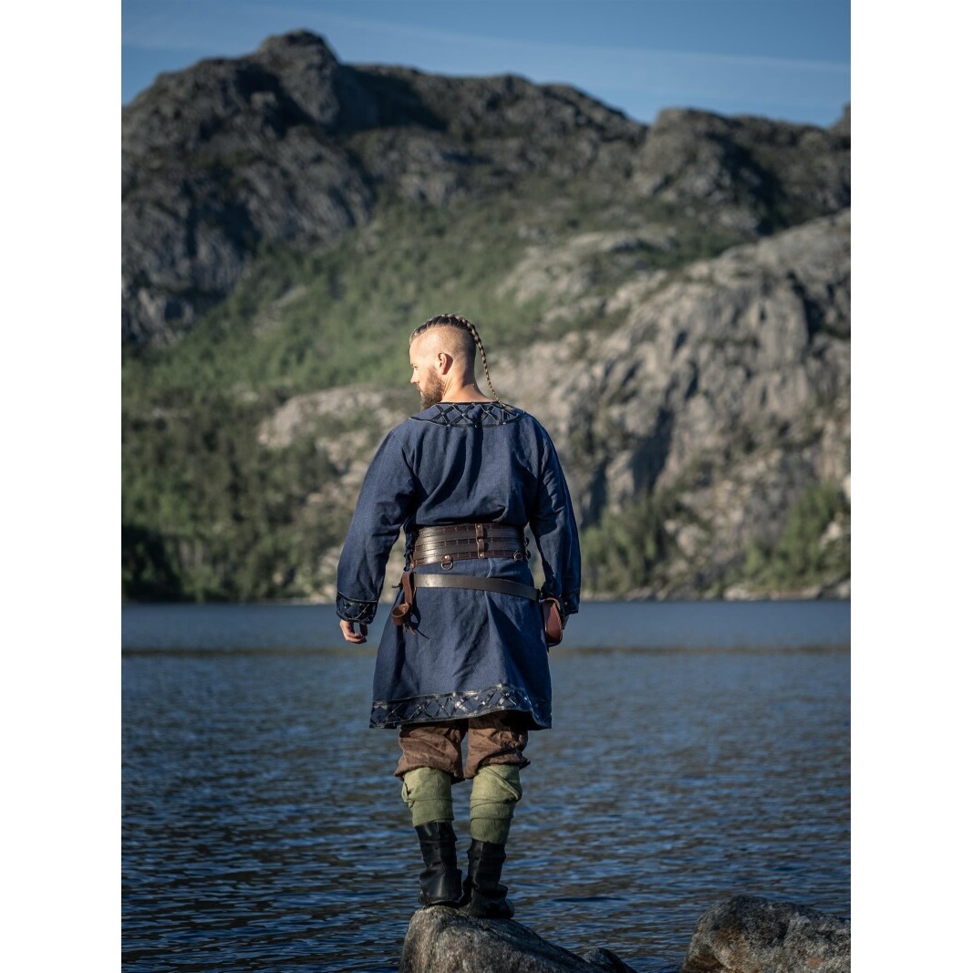 Túnica vikinga medieval Erik azul oscuro